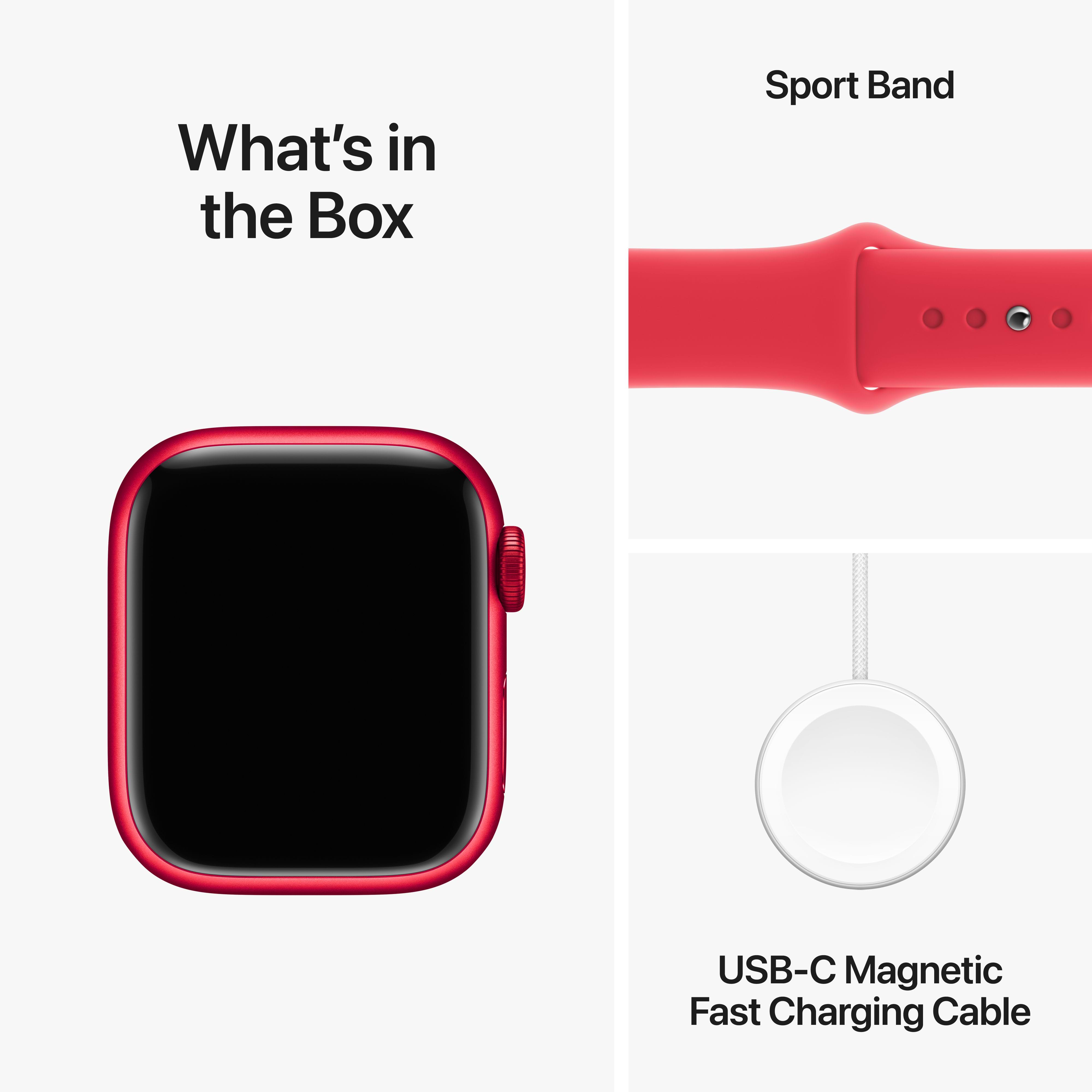 שעון חכם Apple Watch Series 9 GPS 41mm RED Aluminium Case with RED Sport Band - M/L צבע אדום שנה אחריות ע