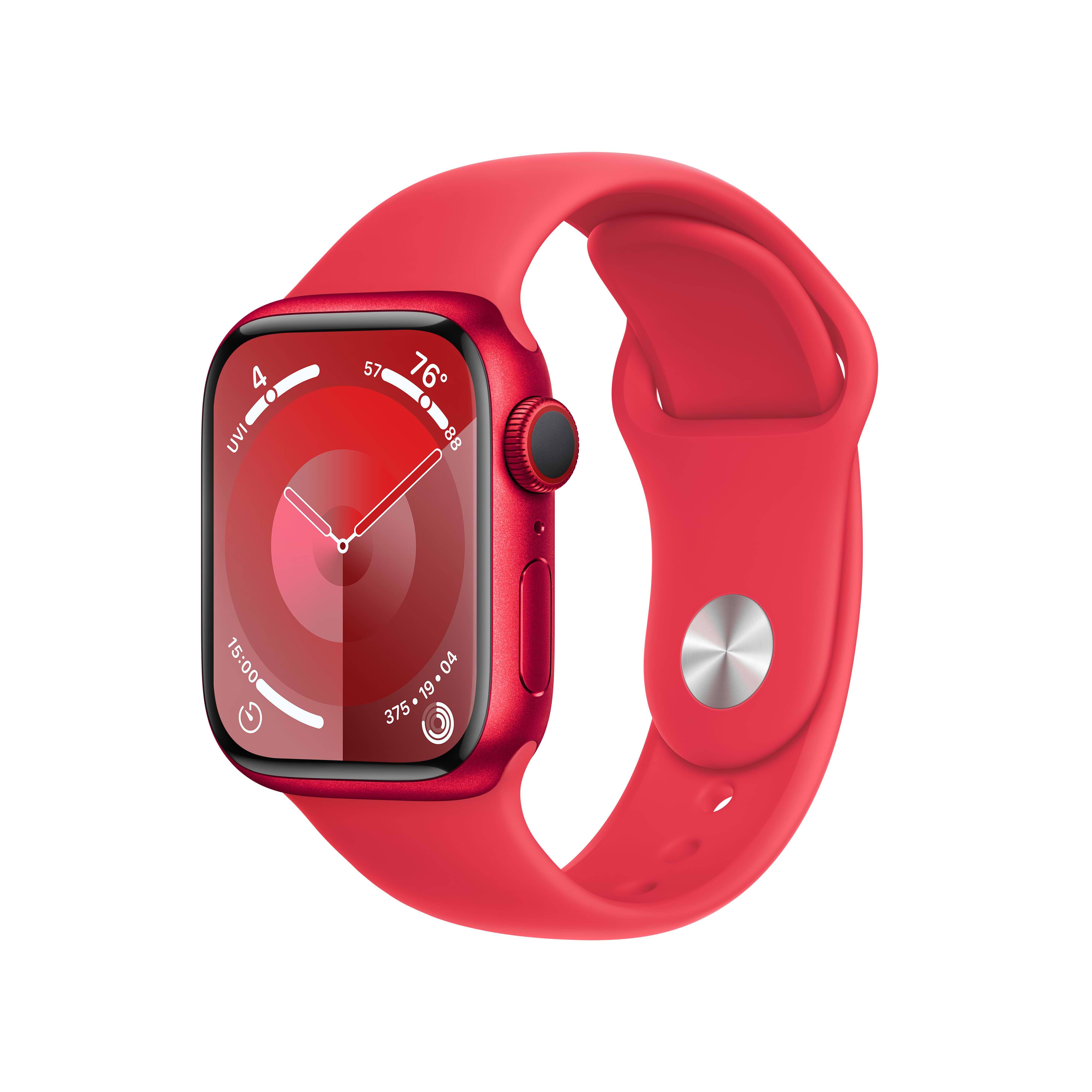 שעון חכם Apple Watch Series 9 GPS 41mm RED Aluminium Case with RED Sport Band - S/M - צבע אדום שנה אחריות ע