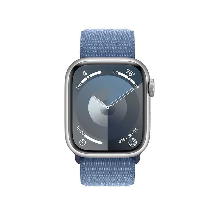 שעון חכם - Apple Watch Series 9 GPS + Cellular 41mm Silver Aluminium Case with Winter Blue Sport Loop - צבע כסוף שנה אחריות עי היבואן הרשמי
