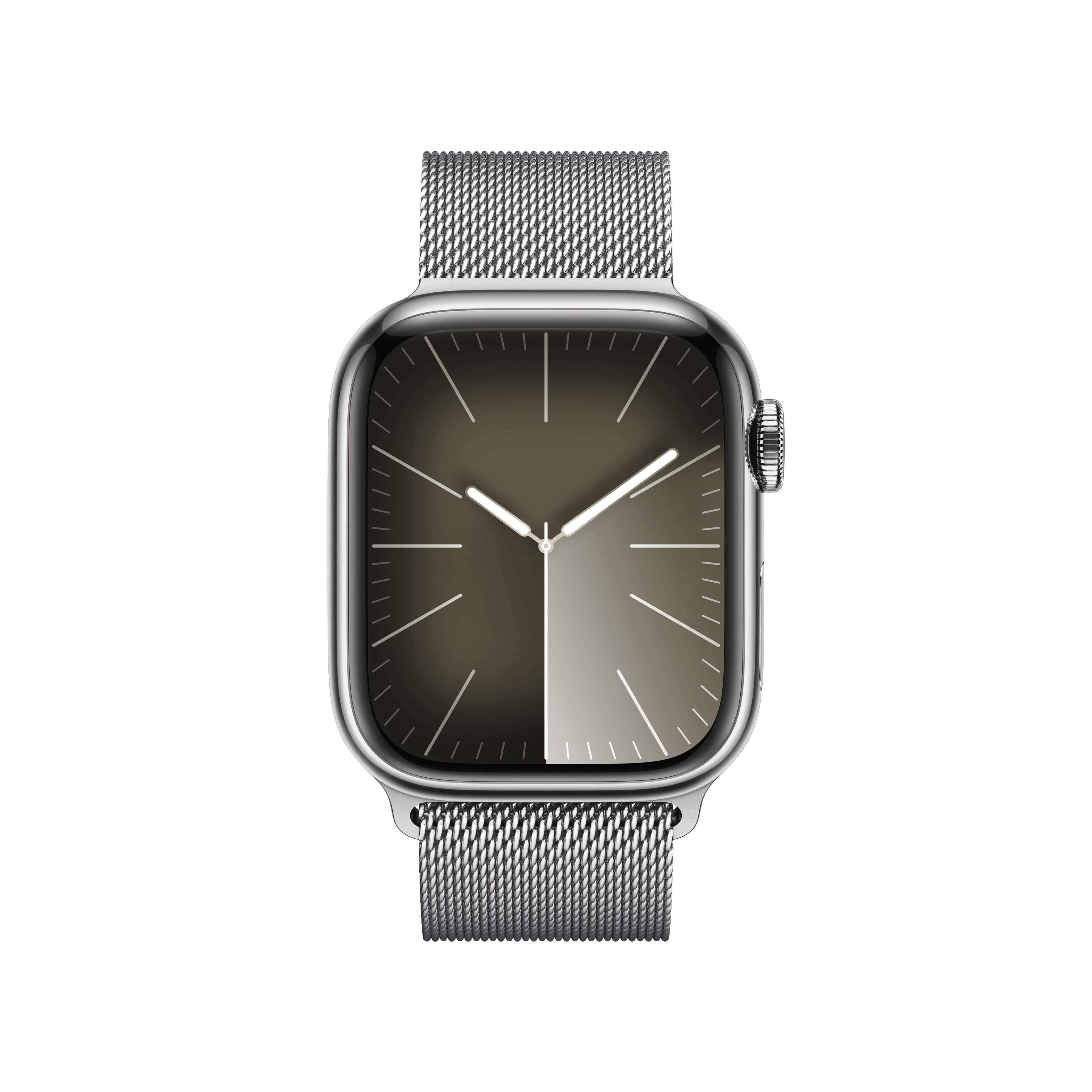 שעון חכם - Apple Watch Series 9 GPS + Cellular 41mm Silver Stainless Steel Case with Silver Milanese Loop - צבע כסוף שנה אחריות ע
