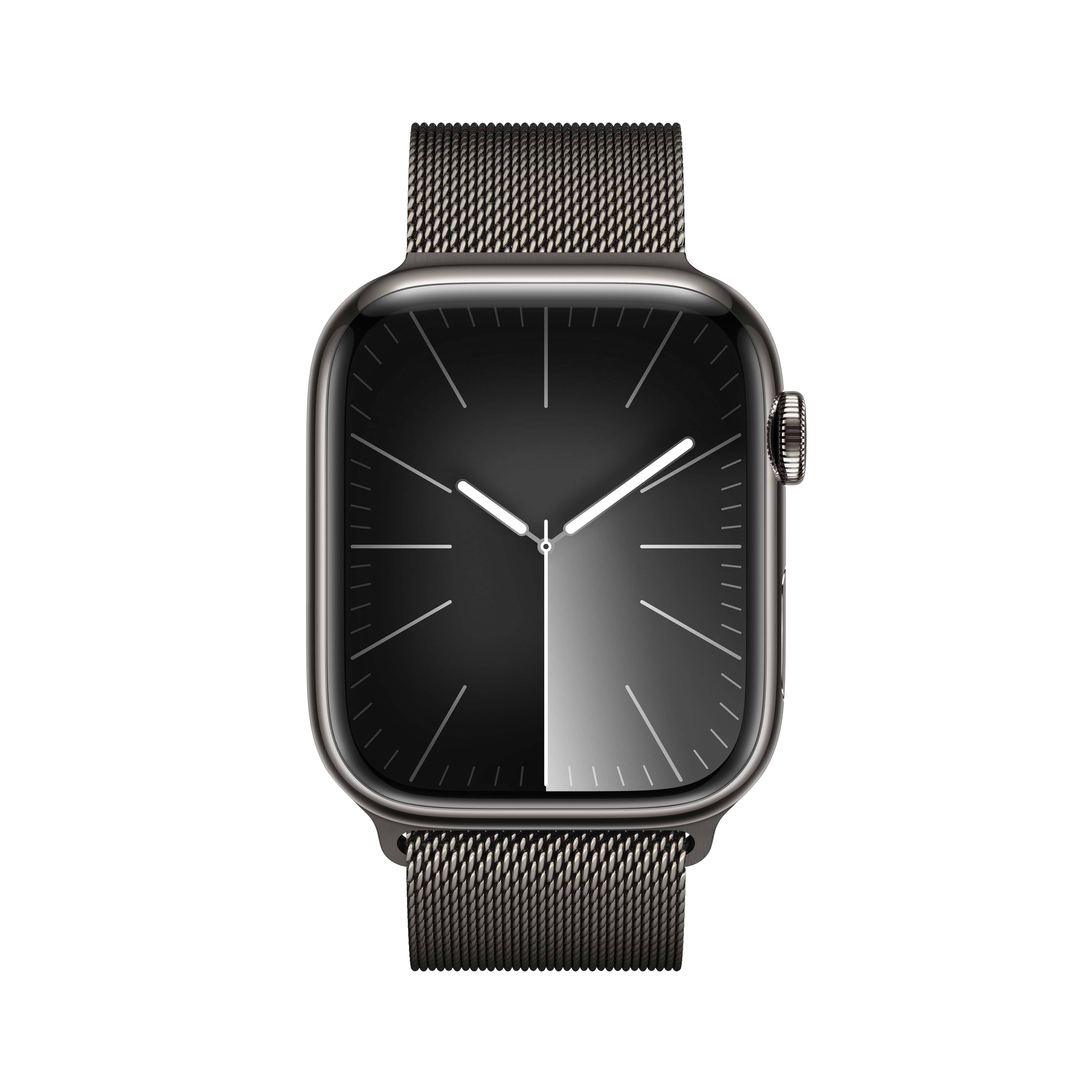 שעון חכם - Apple Watch Series 9 GPS + Cellular 45mm Graphite Stainless Steel Case with Graphite Milanese Loop  - צבע גרפיט שנה אחריות ע