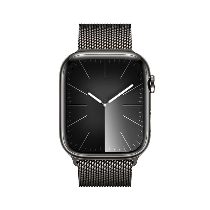 שעון חכם - Apple Watch Series 9 GPS + Cellular 45mm Graphite Stainless Steel Case with Graphite Milanese Loop  - צבע גרפיט שנה אחריות עי היבואן הרשמי