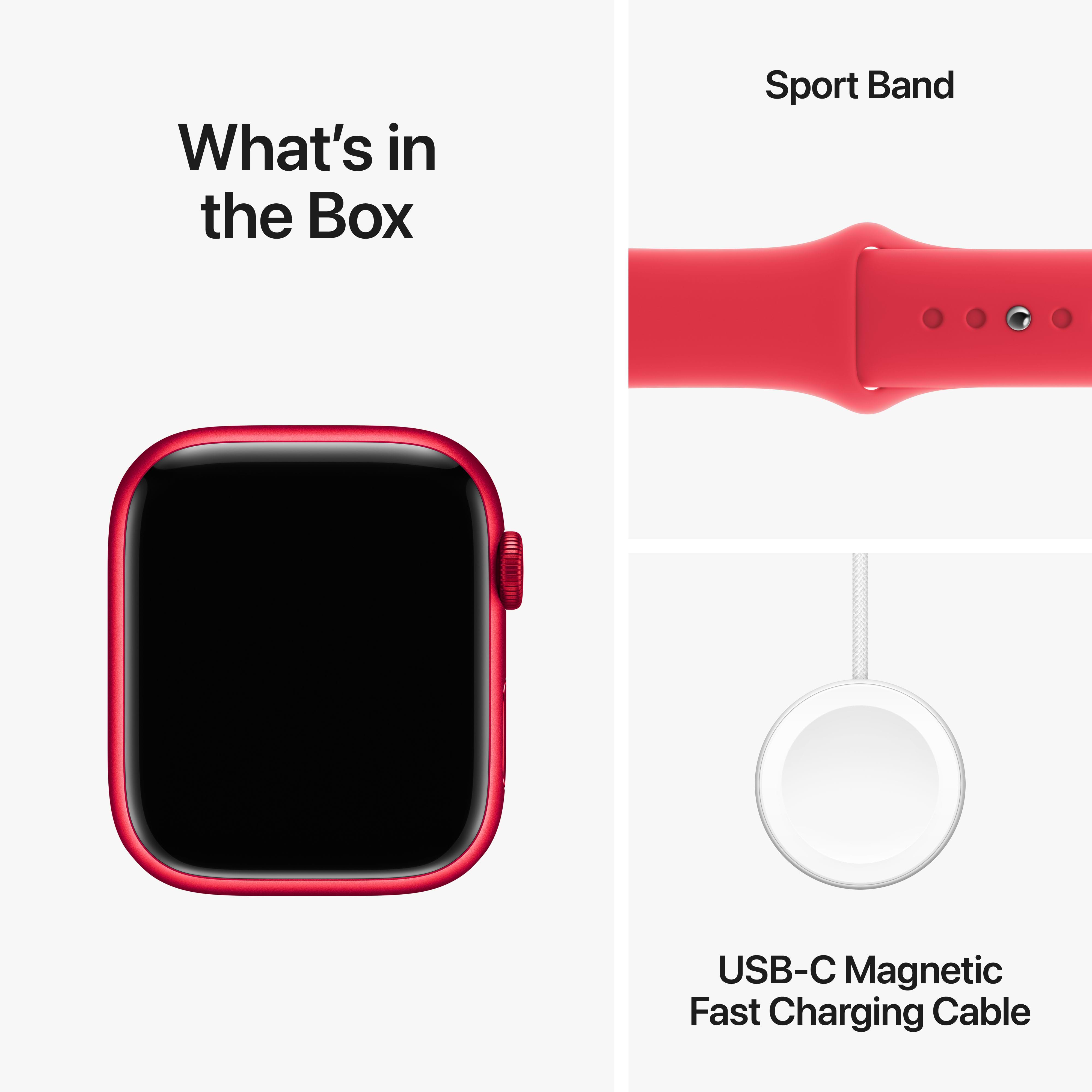 שעון חכם Apple Watch Series 9 GPS 45mm RED Aluminium Case with RED Sport Band - S/M - צבע אדום שנה אחריות ע