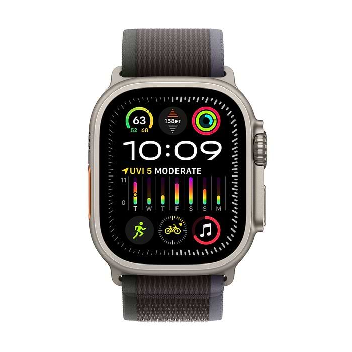 שעון חכם - Apple Watch Ultra 2 GPS + Cellular 49mm Titanium Case with Blue/Black Trail Loop  M/L שנה אחריות עי היבואן הרשמי