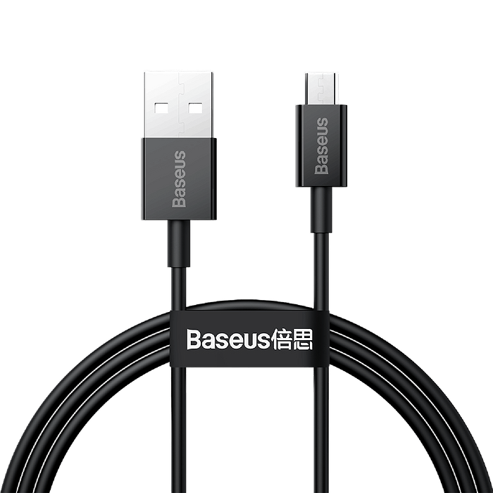כבל טעינה וסנכרון Baseus Superior Data Fast Charging 20W USB to Micro USB - צבע שחור שנה אחריות עי היבואן הרשמי