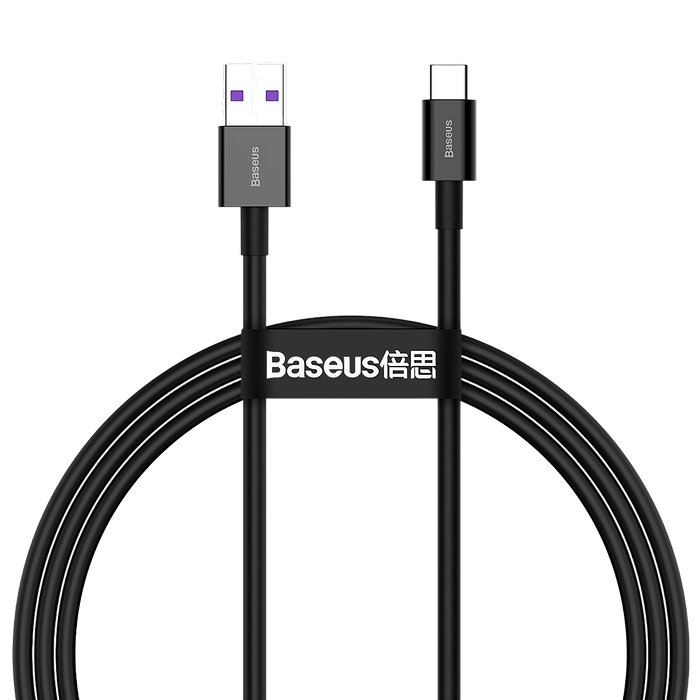 כבל טעינה וסנכרון Baseus Superior Data Fast Charging 66W USB to Type-C - צבע שחור שנה אחריות עי היבואן הרשמי