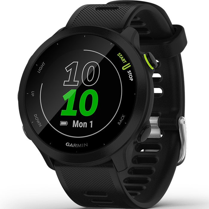 שעון ספורט חכם Garmin Forerunner 55 GPS 42mm - צבע שחור שנתיים אחריות עי היבואן הרשמי