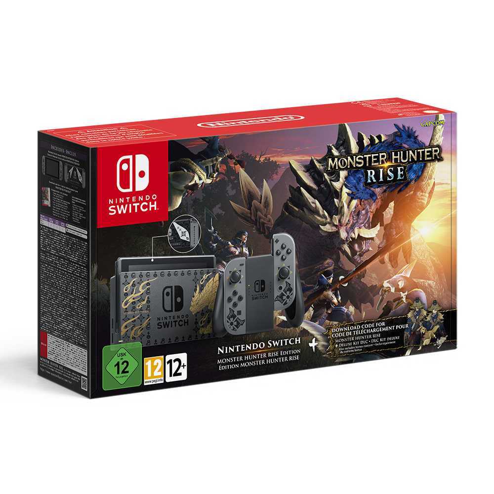 קונסולת משחק Nintendo Switch Monster Hunter Rise Special Edition - צבע שחור שנתיים אחריות ע