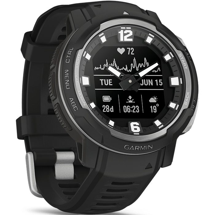 שעון ספורט חכם Garmin Instinct Crossover Standard Edition 45mm GPS - צבע שחור שנתיים אחריות עי היבואן הרשמי