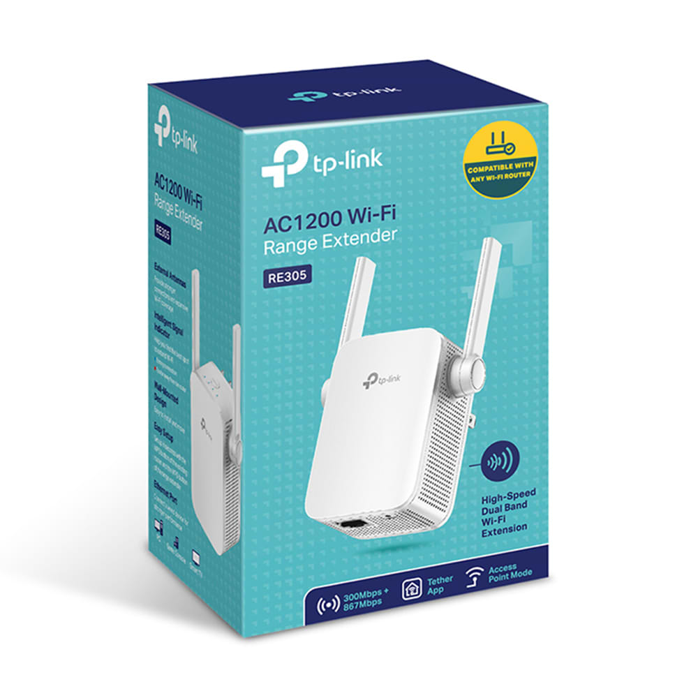 מגדיל טווח TP-Link RE305 AC1200 Range Extender - בצבע לבן שלוש שנות אחריות ע