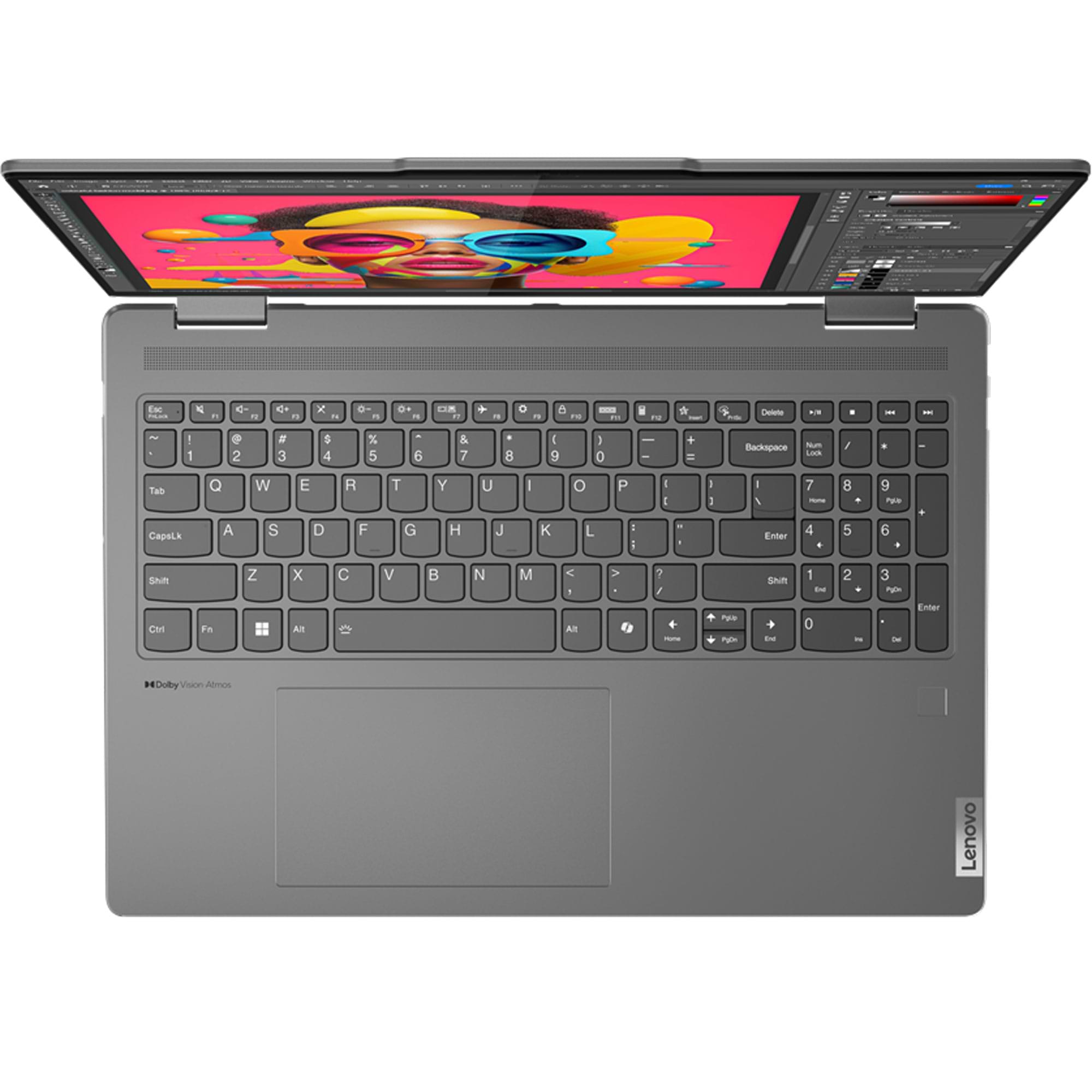 מחשב נייד עם מסך מגע Lenovo Yoga 7 16IML9 - 83DL001LIV - Core Ultra 5-125U 1TB SSD 16GB RAM Windows 11 - צבע אפור שלוש שנות אחריות ע