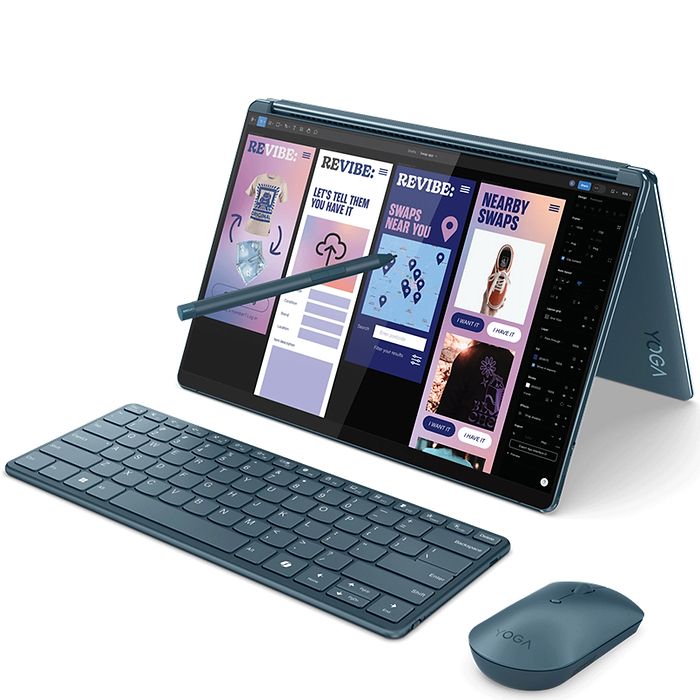 מחשב נייד עם זוג מסכי מגע Lenovo Yoga Book 9 13IMU9 - 83FF001UIV - Core Ultra 7-155U 1TB SSD 32GB RAM Windows 11 Pro - צבע כחול שלוש שנות אחריות עי היבואן הרשמי