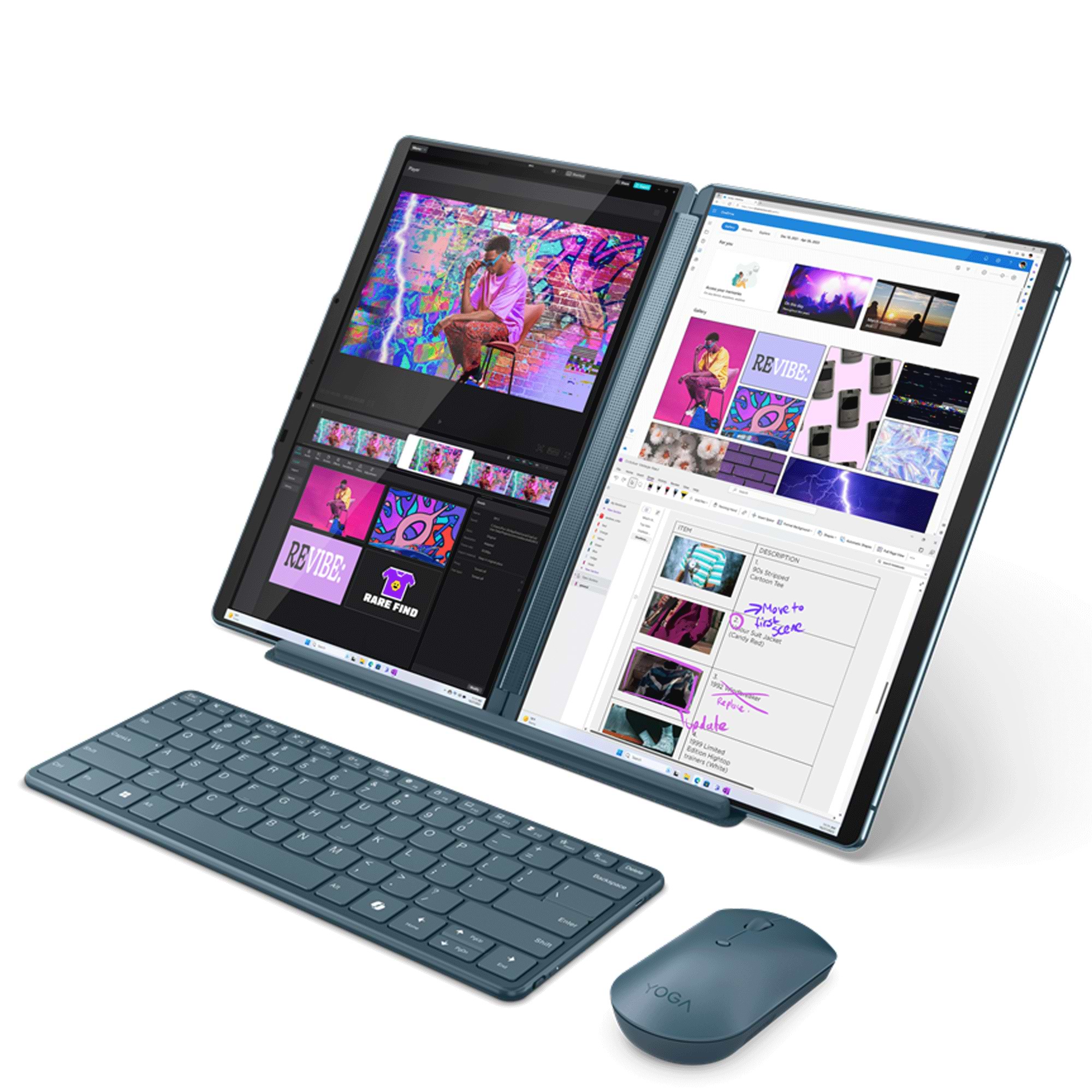 מחשב נייד עם זוג מסכי מגע Lenovo Yoga Book 9 13IMU9 - 83FF001UIV - Core Ultra 7-155U 1TB SSD 32GB RAM Windows 11 Pro - צבע כחול שלוש שנות אחריות ע