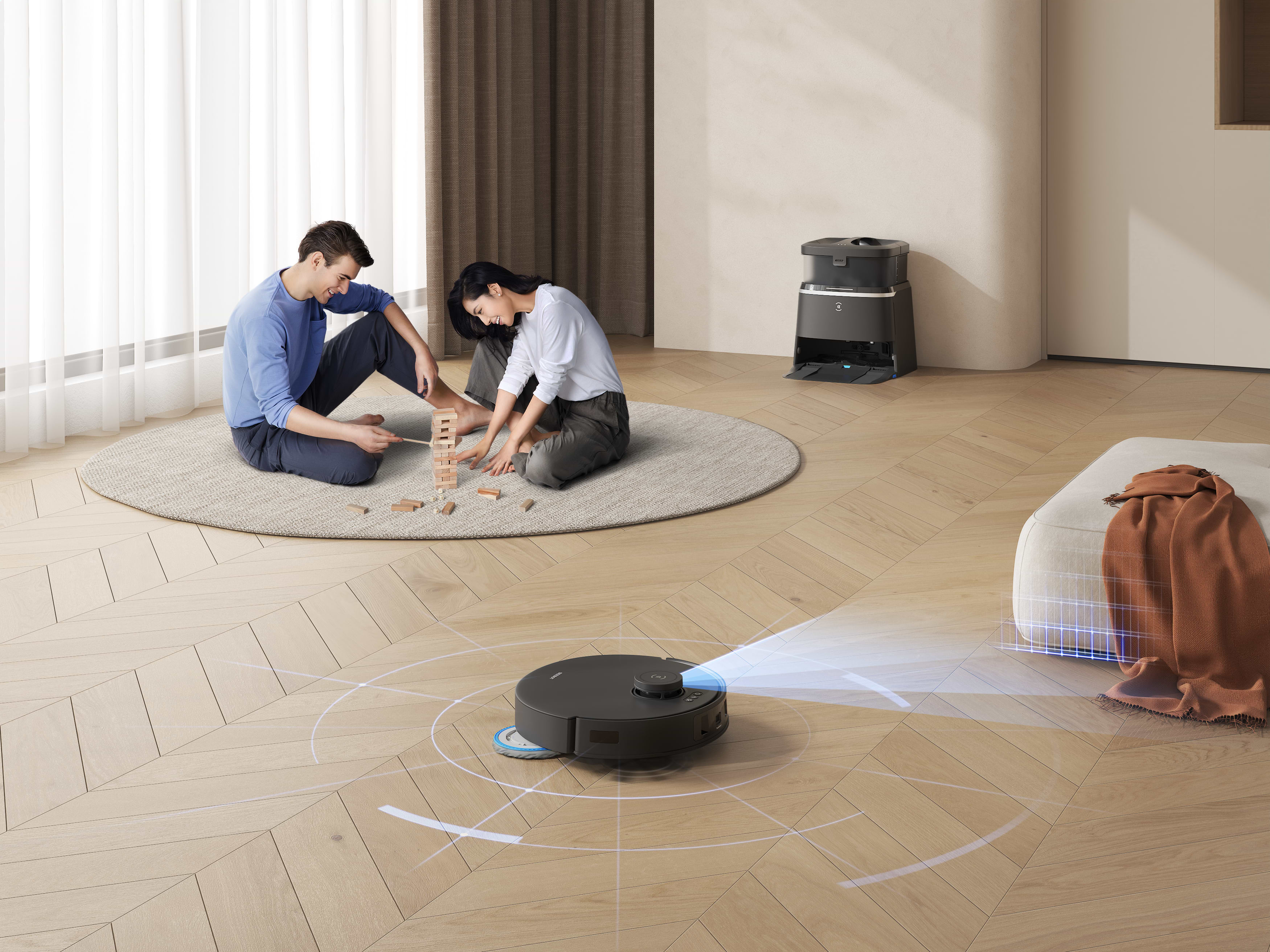 שואב אבק רובוטי עם תחנת עגינה Ecovacs Deebot T30 Pro Omni - צבע שחור שנה אחריות ע"י היבואן הרשמי 