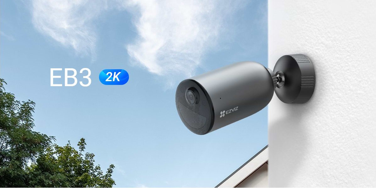 מצלמת אבטחה חיצונית אלחוטית עם פאנל סולארי Ezviz EB3 2K 3MP - צבע שחור שנה אחריות ע"י היבואן הרשמי