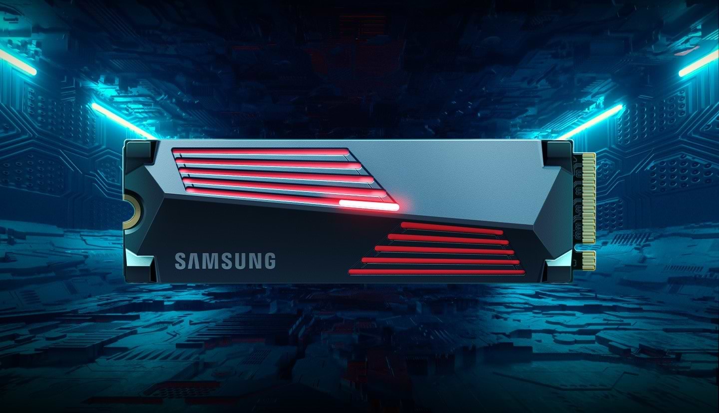 כונן SSD פנימי עם צלעות קירור Samsung 990 Pro 2TB Heatsink PCIe 4.0 NVMe M.2 - צבע שחור חמש שנות אחריות ע"י היבואן הרשמי