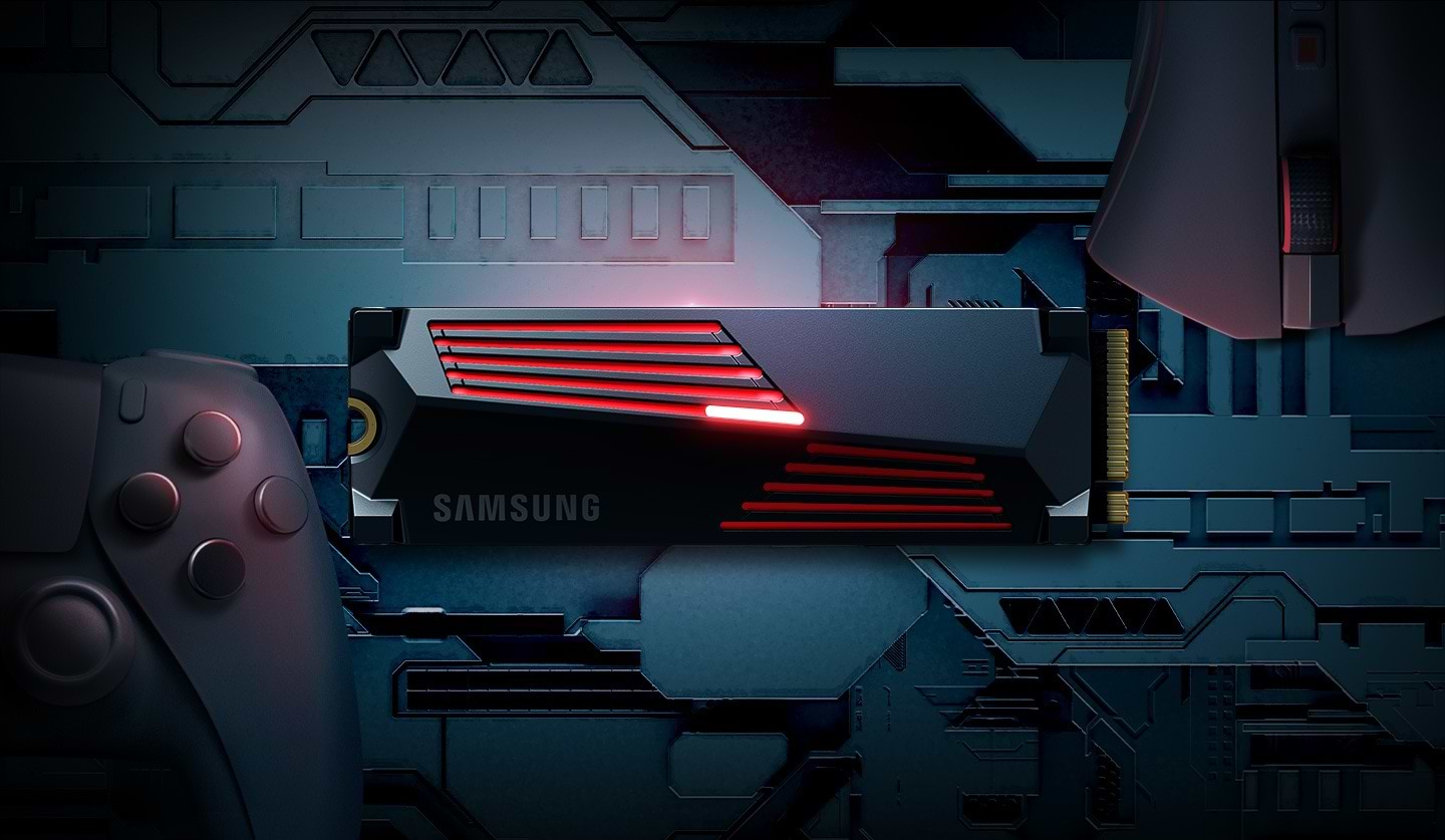 כונן SSD פנימי עם צלעות קירור Samsung 990 Pro 4TB Heatsink PCIe 4.0 NVMe M.2 - צבע שחור חמש שנות אחריות ע"י היבואן הרשמי