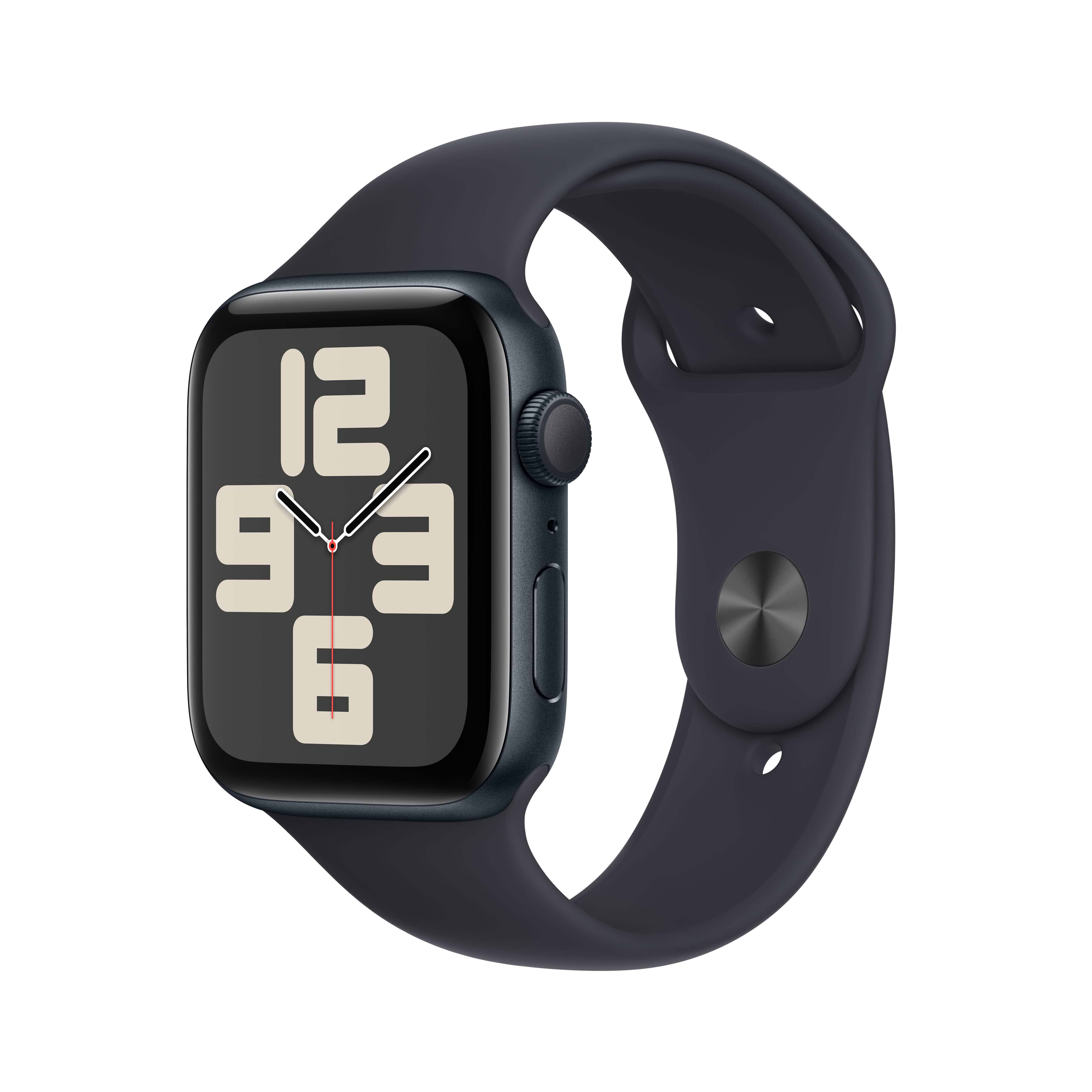 שעון חכם - Apple Watch SE (2023) GPS 44mm Midnight Aluminium Case with Midnight Sport Band  M/L  - צבע שחור חצות שנה אחריות ע
