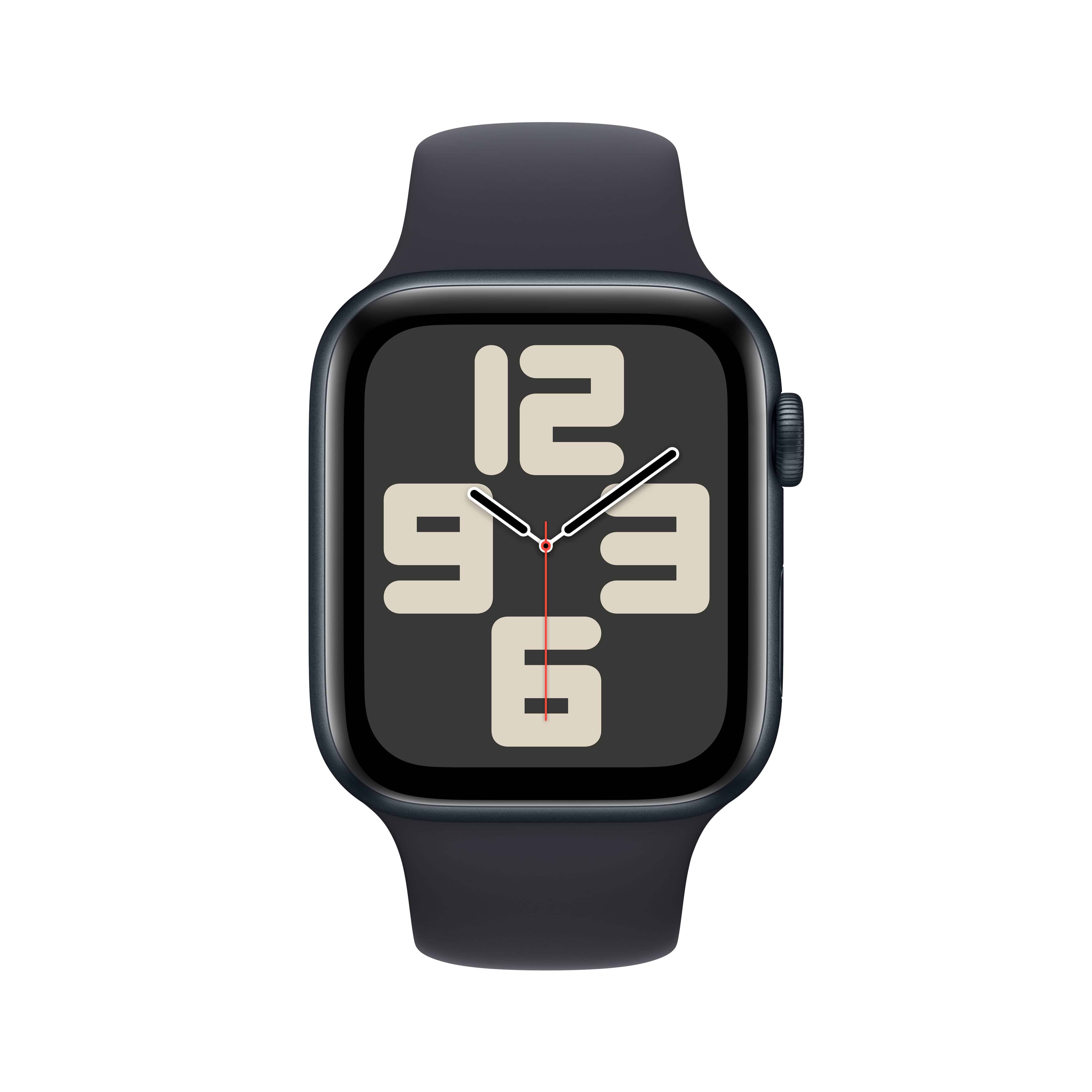 שעון חכם - Apple Watch SE (2023) GPS 44mm Midnight Aluminium Case with Midnight Sport Band  M/L  - צבע שחור חצות שנה אחריות ע