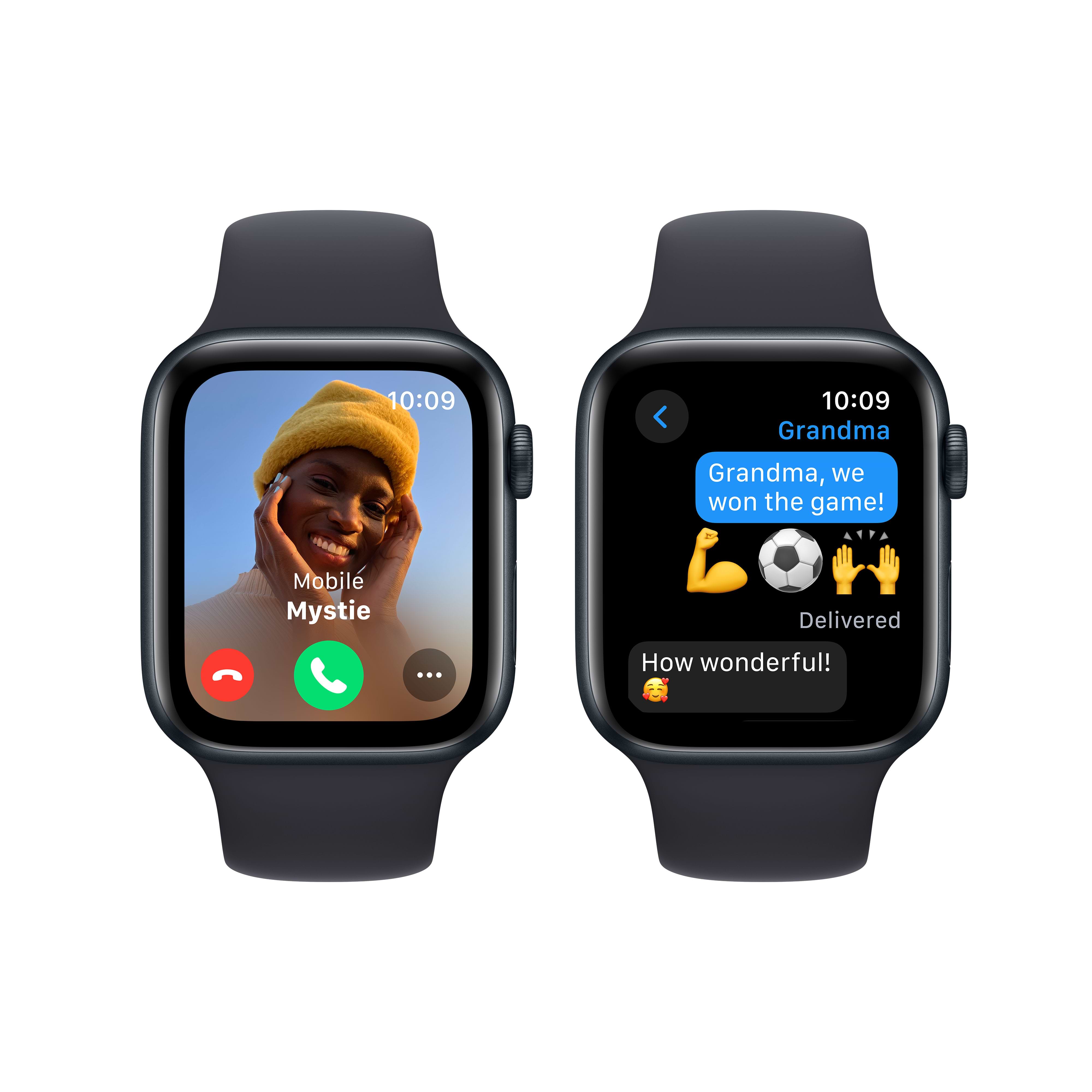 שעון חכם - Apple Watch SE (2023) GPS 44mm Midnight Aluminium Case with Midnight Sport Band  S/M  - צבע שחור חצות שנה אחריות ע