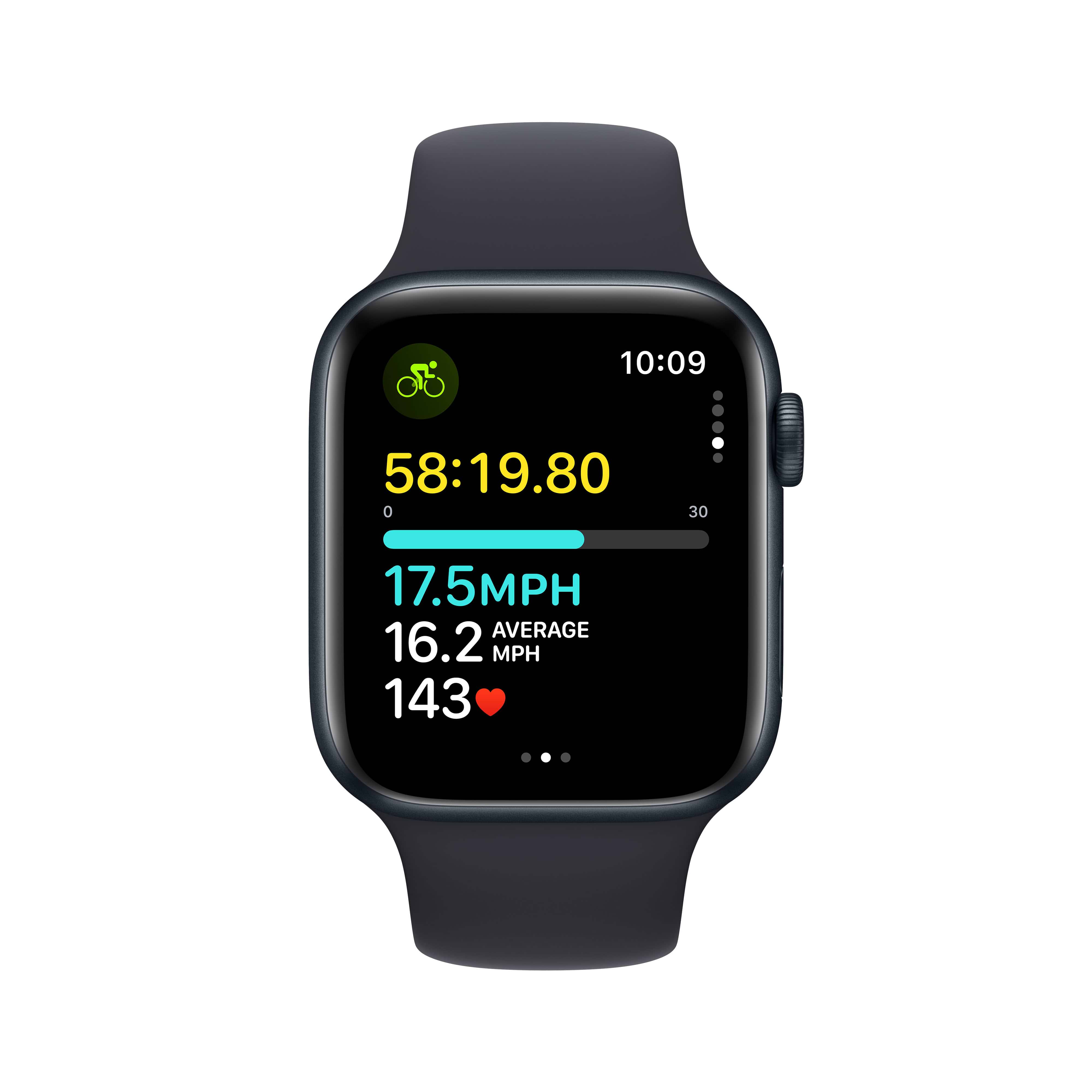 שעון חכם - Apple Watch SE (2023) GPS 44mm Midnight Aluminium Case with Midnight Sport Band  S/M  - צבע שחור חצות שנה אחריות ע