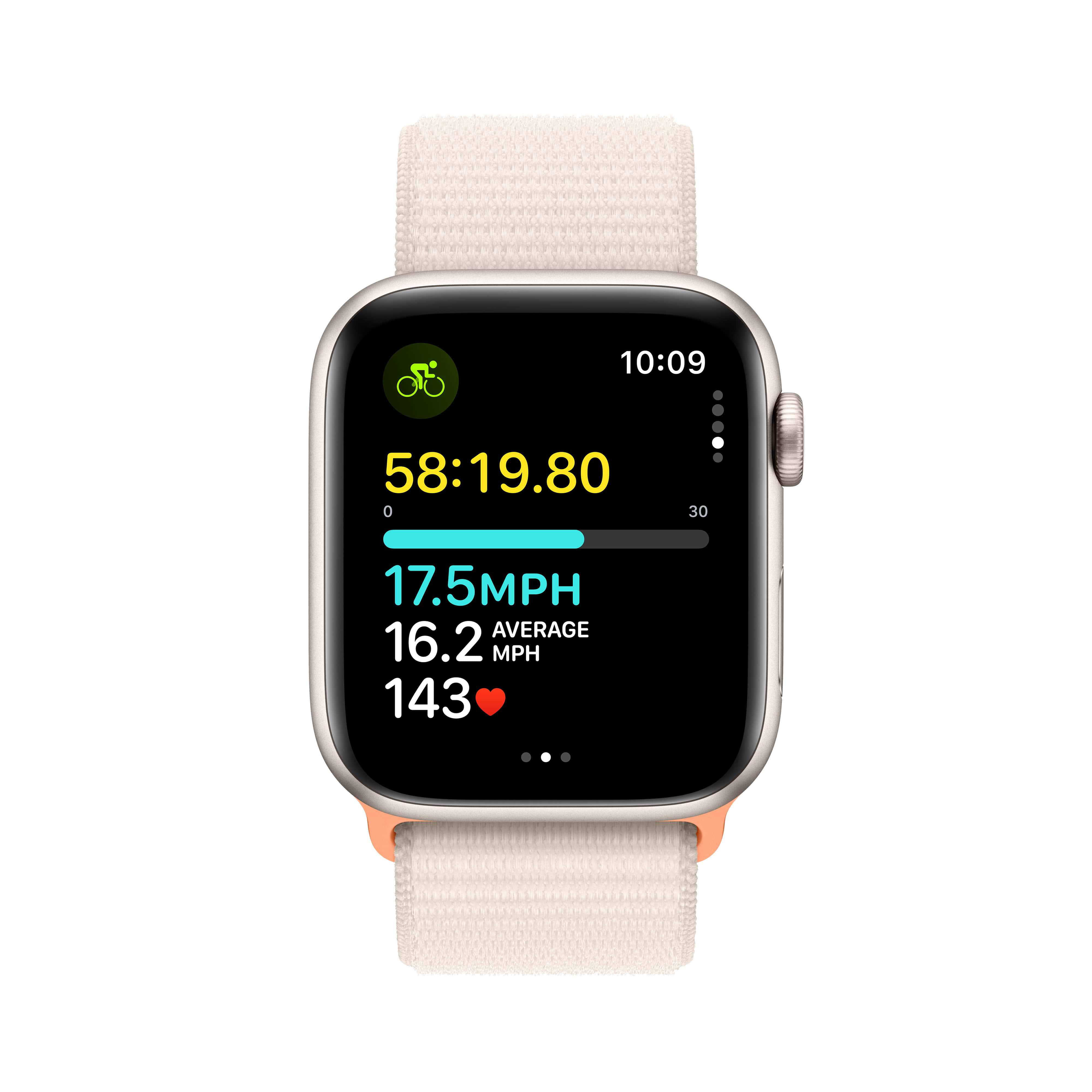 שעון חכם Apple Watch SE (2023) GPS 44mm Starlight Aluminium Case with Starlight Sport Loop  - צבע אור כוכבים שנה אחריות ע