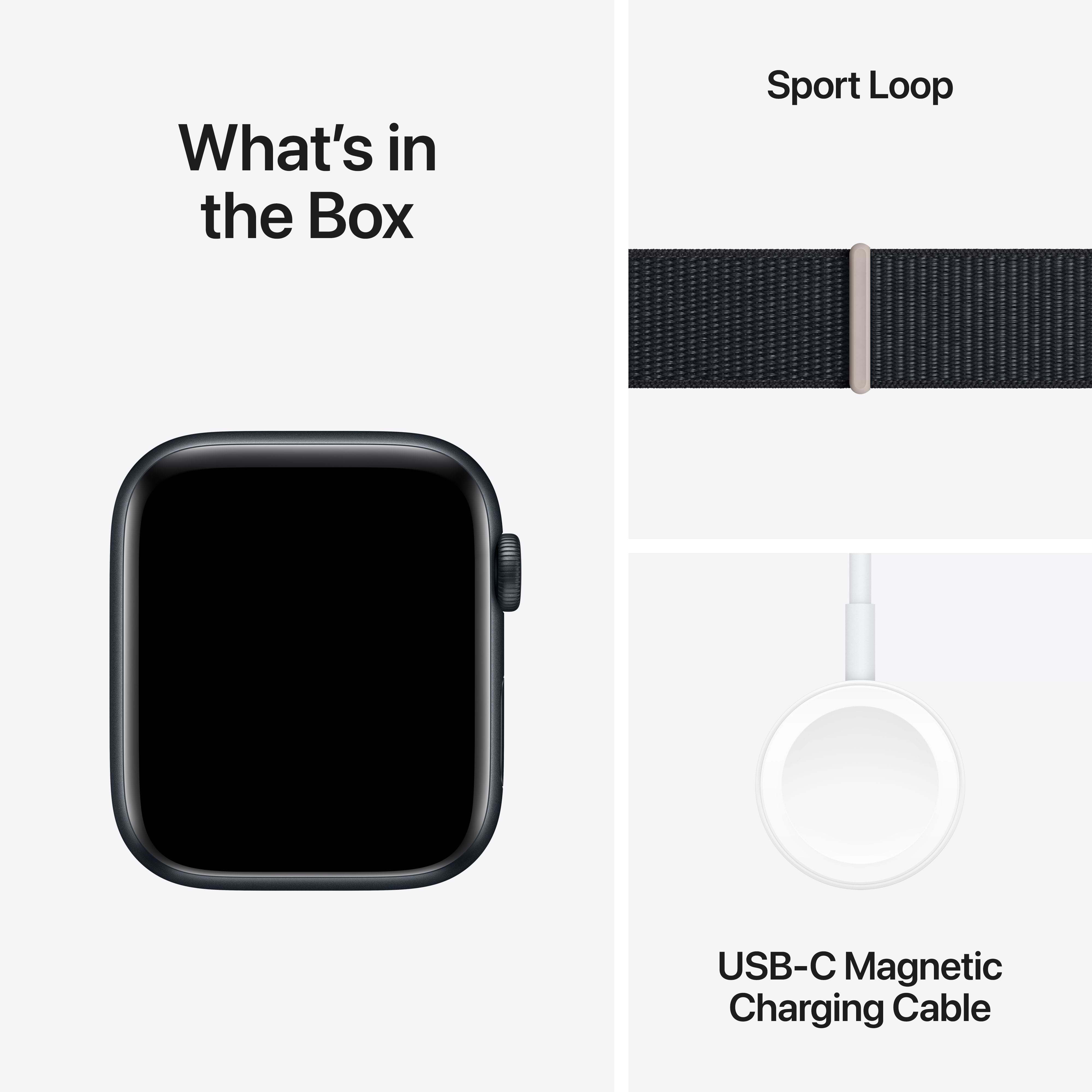 שעון חכם - Apple Watch SE (2023) GPS + Cellular 44mm Midnight Aluminium Case with Midnight Sport Loop - צבע שחור חצות שנה אחריות ע