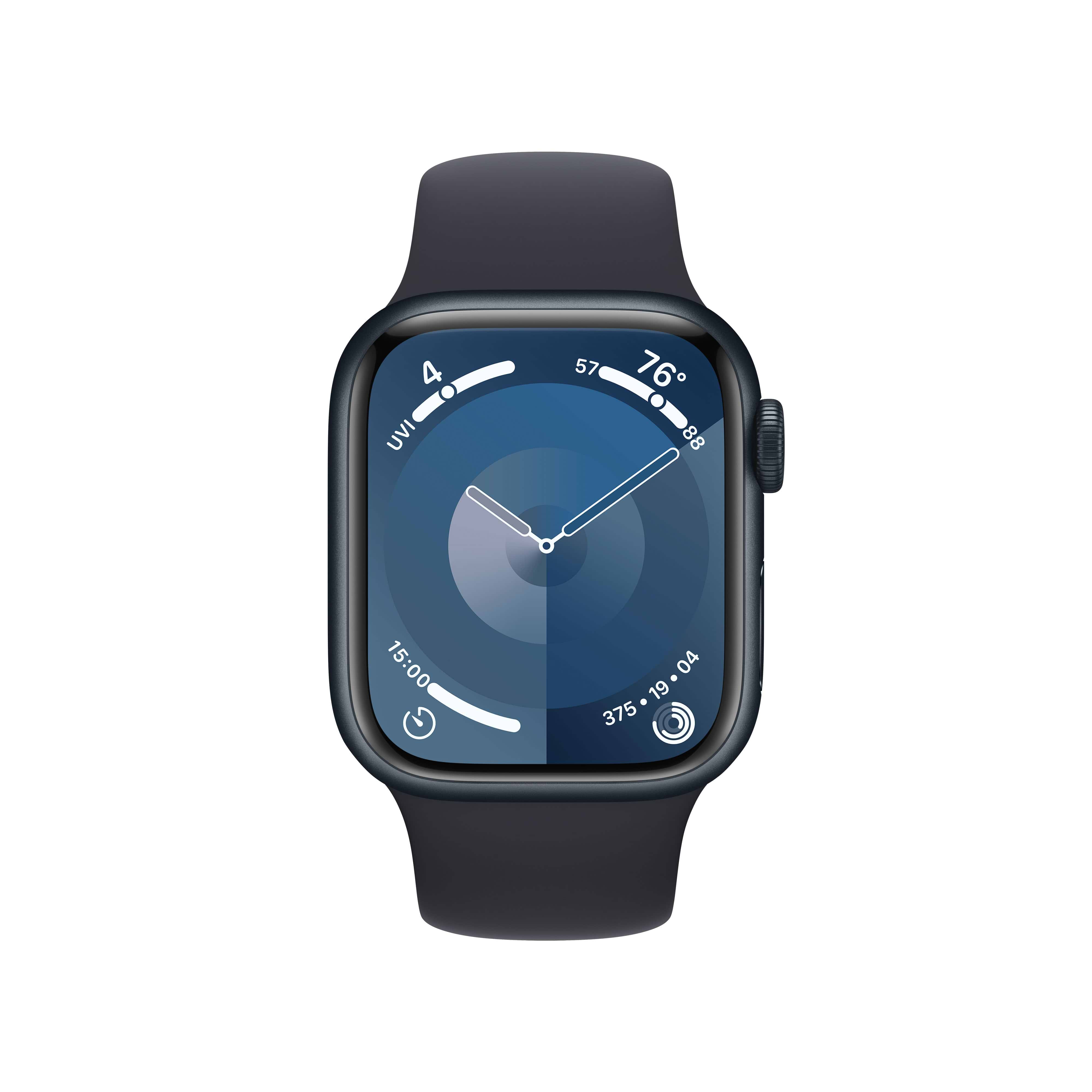 שעון חכם Apple Watch Series 9 GPS 41mm Midnight Aluminium Case with Midnight Sport Band - M/L - צבע שחור חצות שנה אחריות ע