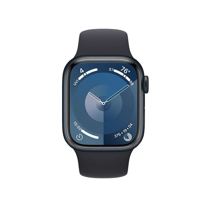 שעון חכם Apple Watch Series 9 GPS 41mm Midnight Aluminium Case with Midnight Sport Band - S/M - צבע שחור חצות שנה אחריות עי היבואן הרשמי