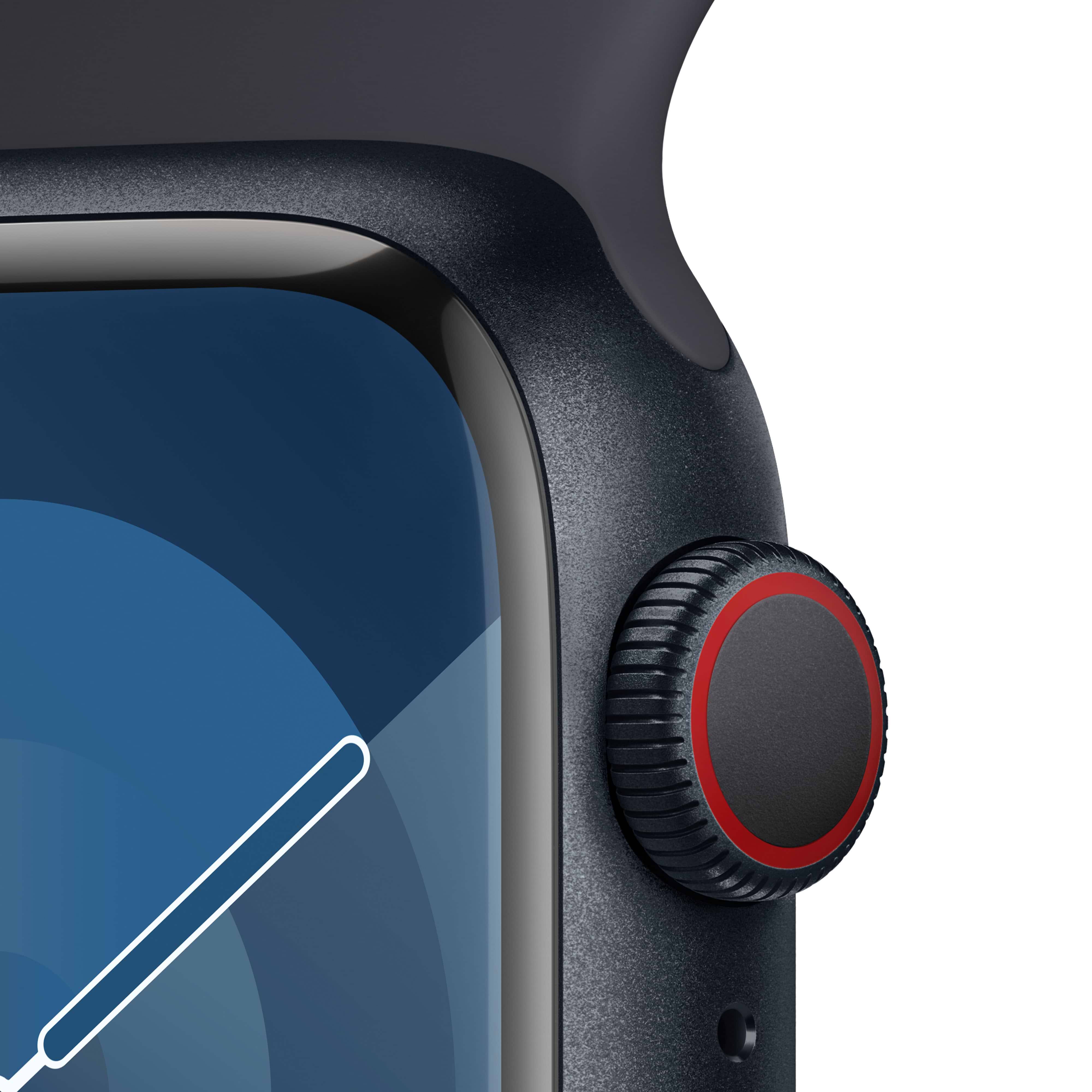 שעון חכם - Apple Watch Series 9 GPS + Cellular 41mm Midnight Aluminium Case with Midnight Sport Band - S/M - צבע שחור חצות שנה אחריות ע