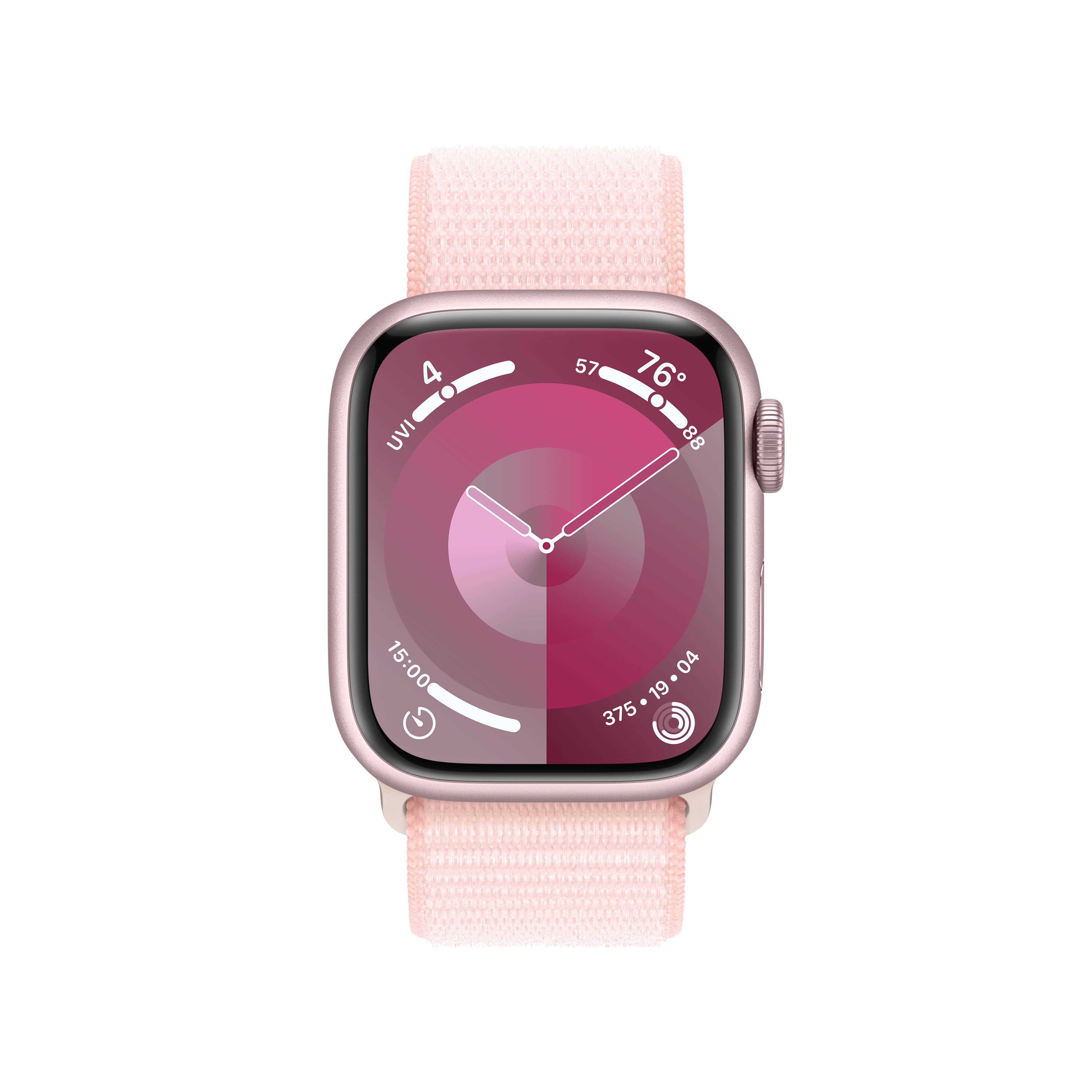 שעון חכם - Apple Watch Series 9 GPS + Cellular 41mm Pink Aluminium Case with Light Pink Sport Band - S/M - צבע ורוד שנה אחריות ע