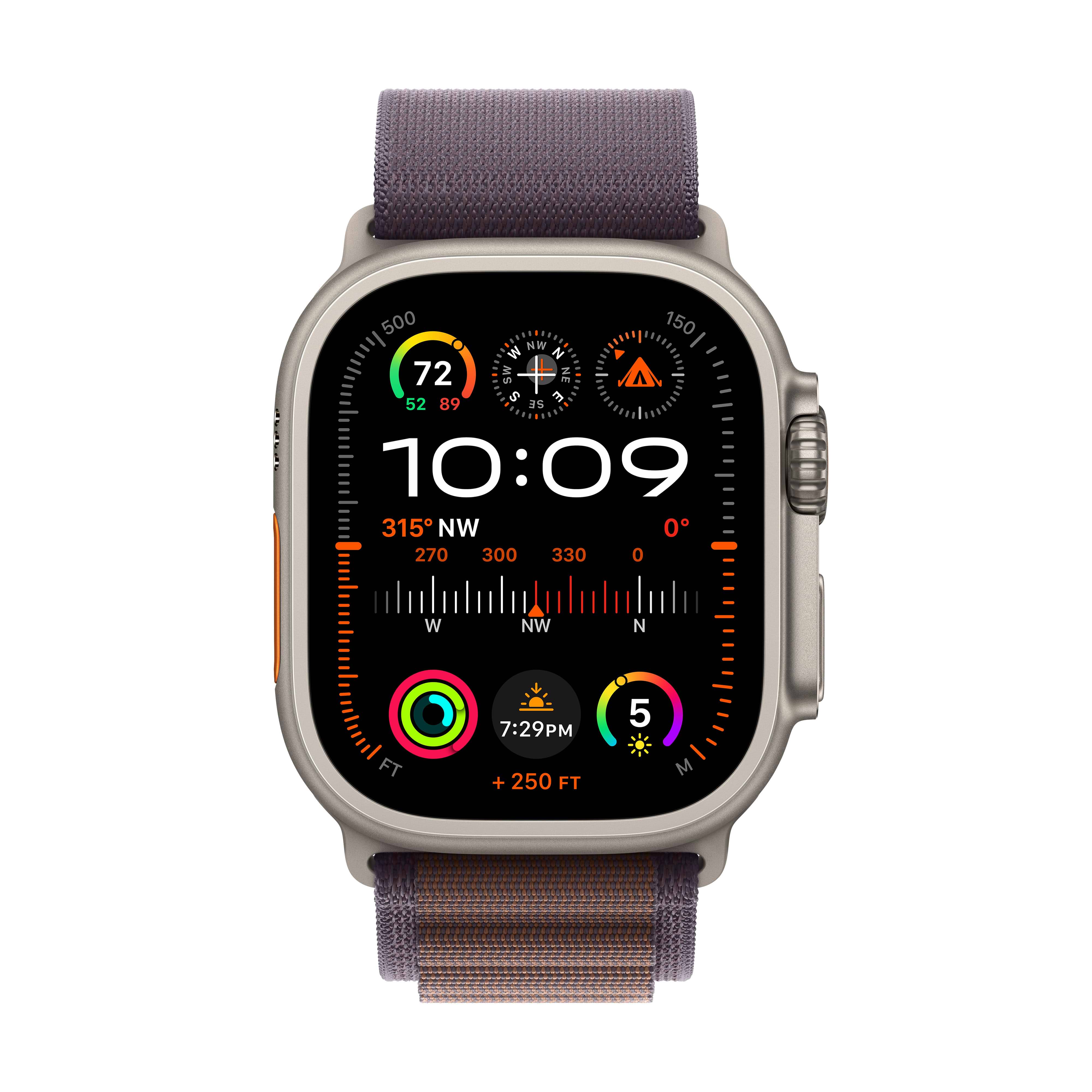 שעון חכם - Apple Watch Ultra 2 GPS + Cellular 49mm Titanium Case with Indigo Alpine Loop Small שנה אחריות ע