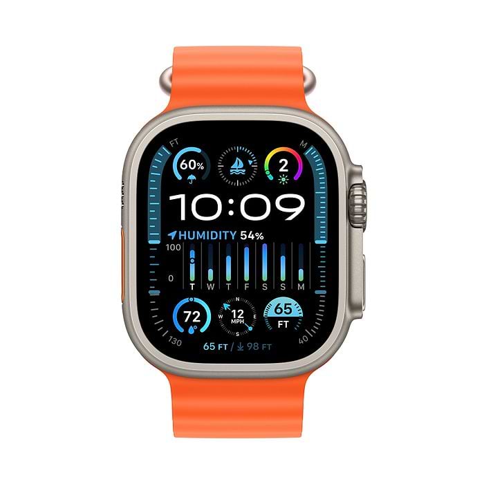 שעון חכם - Apple Watch Ultra 2 GPS + Cellular, 49mm Titanium Case with Orange Ocean Band -  שנה אחריות עי היבואן הרשמי