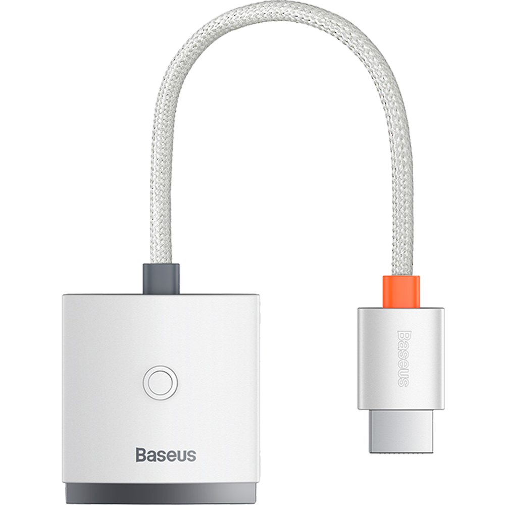 מתאם למסכים Baseus Adapter HDMI to VGA (3.5 mm Aux & Micro USB) - צבע לבן שנה אחריות ע