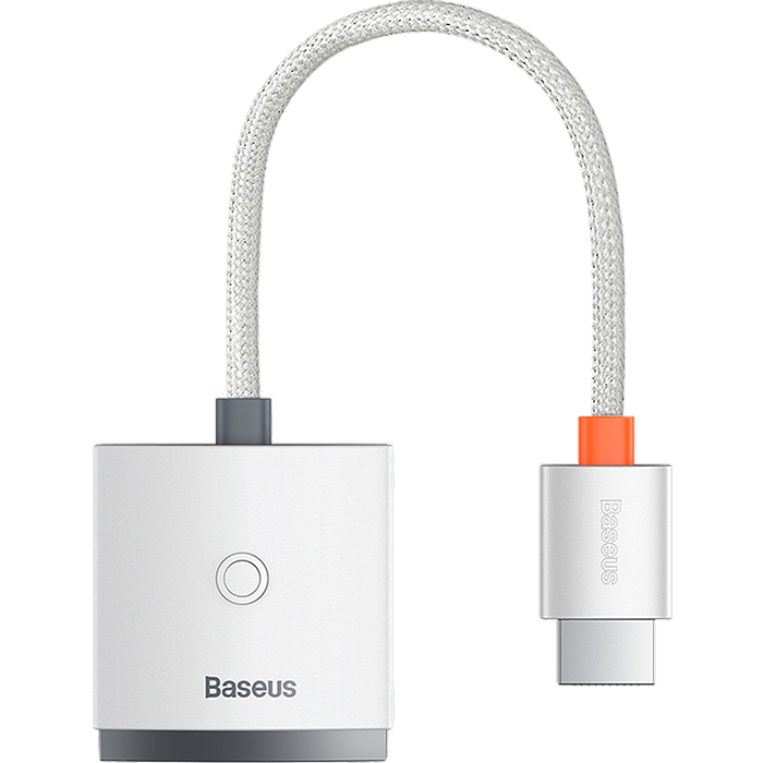 מתאם למסכים Baseus Adapter HDMI to VGA (3.5 mm Aux & Micro USB) - צבע לבן שנה אחריות עי היבואן הרשמי