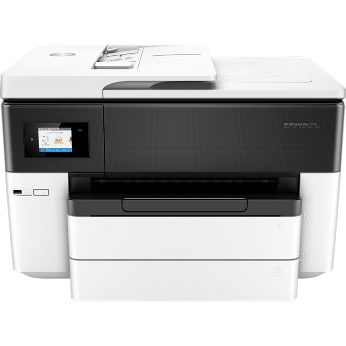 מדפסת אלחוטית משולבת HP Officejet Pro 7740 All-in-One - צבע שחור ולבן שנה אחריות עי היבואן הרשמי