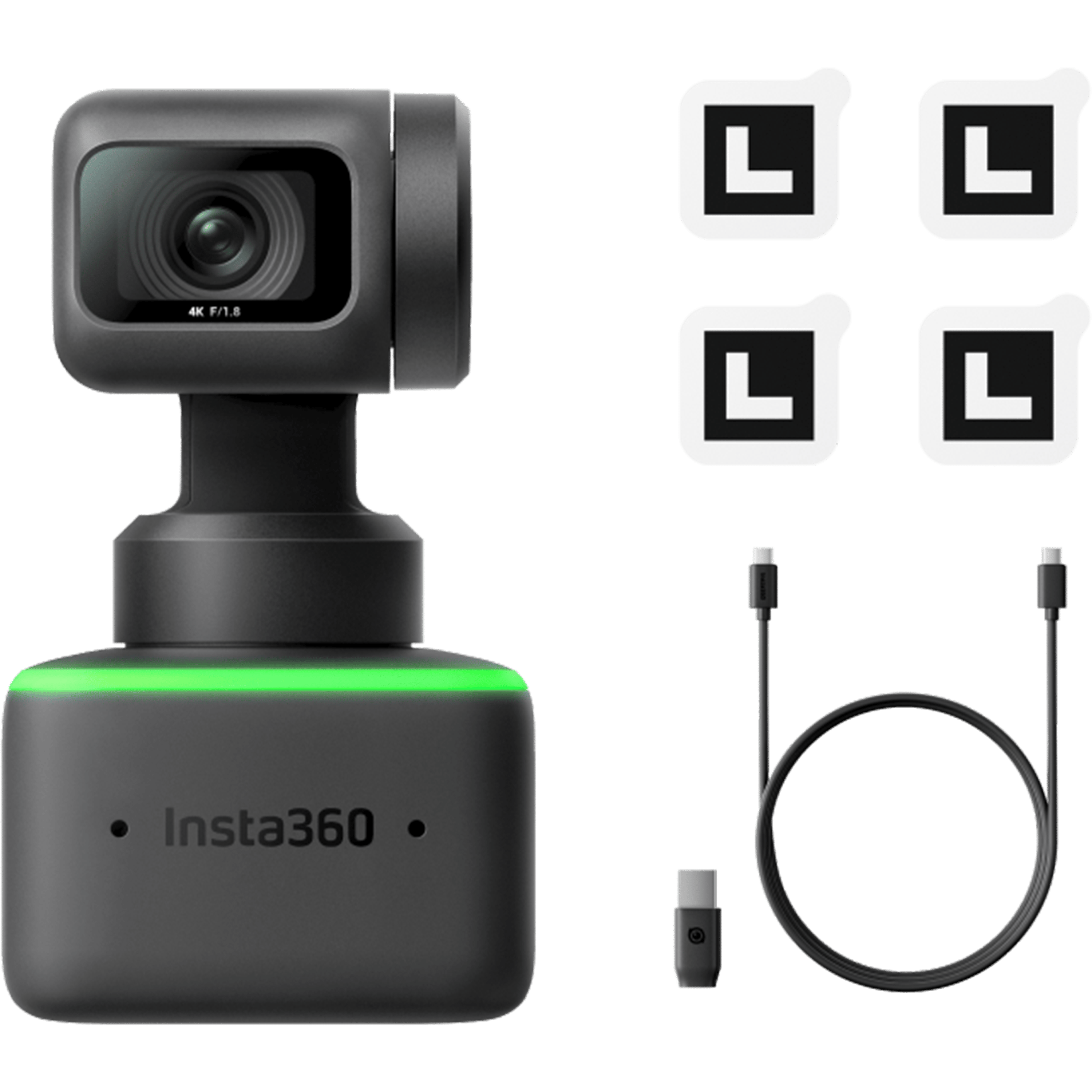 מצלמת רשת חכמה Insta360 Link 4K AI Webcam - צבע שחור שנה אחריות ע