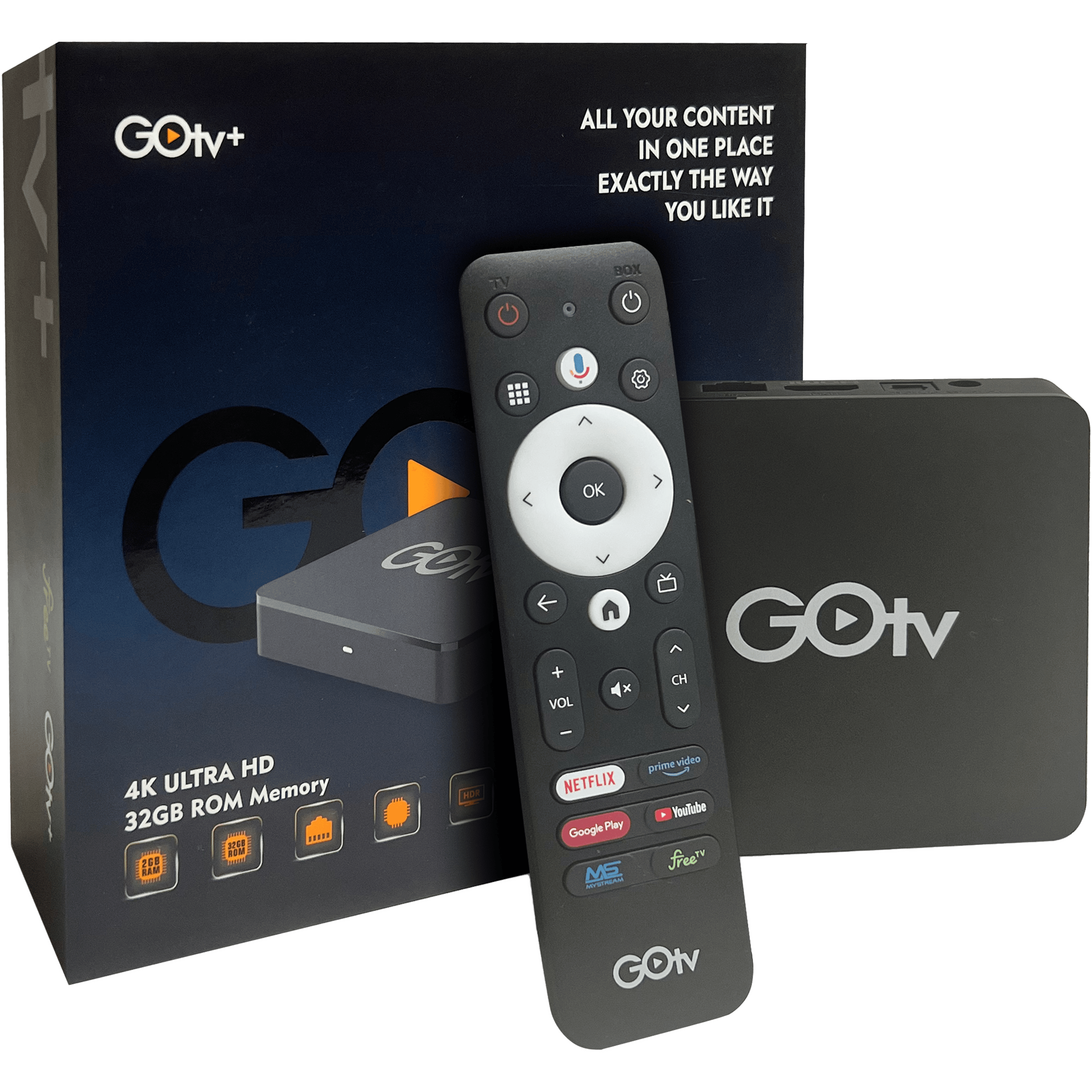 סטרימר GOtv Plus 4K Ultra HD Android TV - צבע שחור שנה אחריות ע