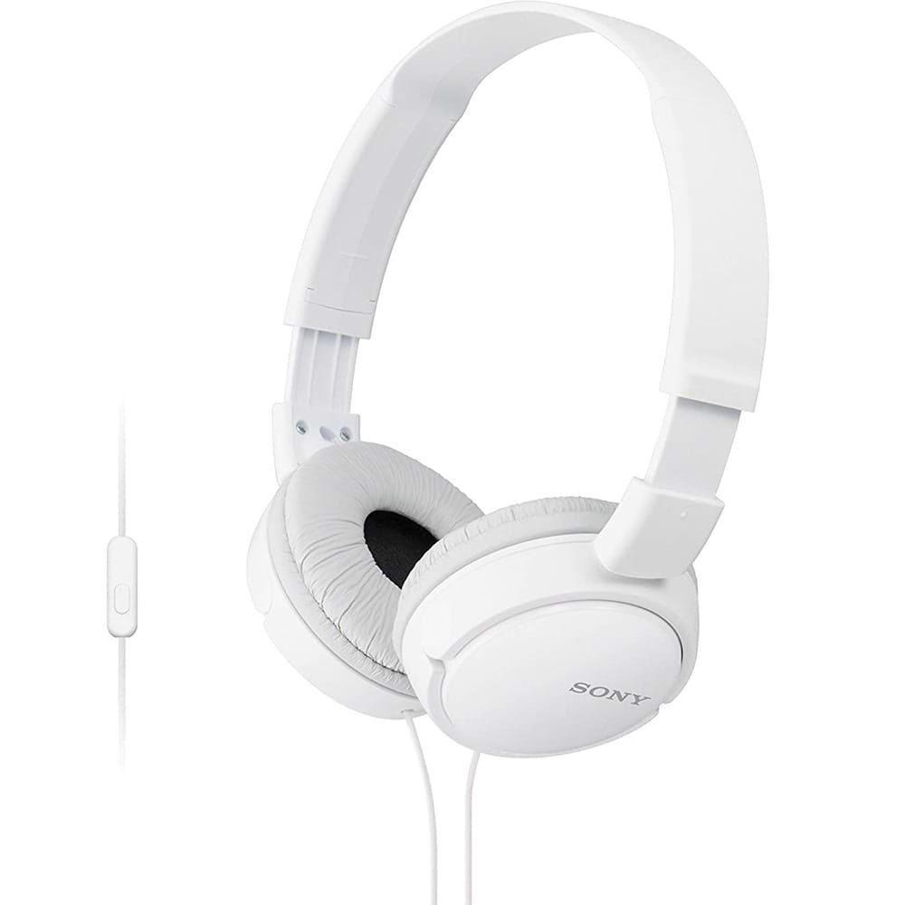 אוזניות חוטיות עם מיקרופון Sony MDR-ZX110AP -צבע לבן שנה אחריות ע