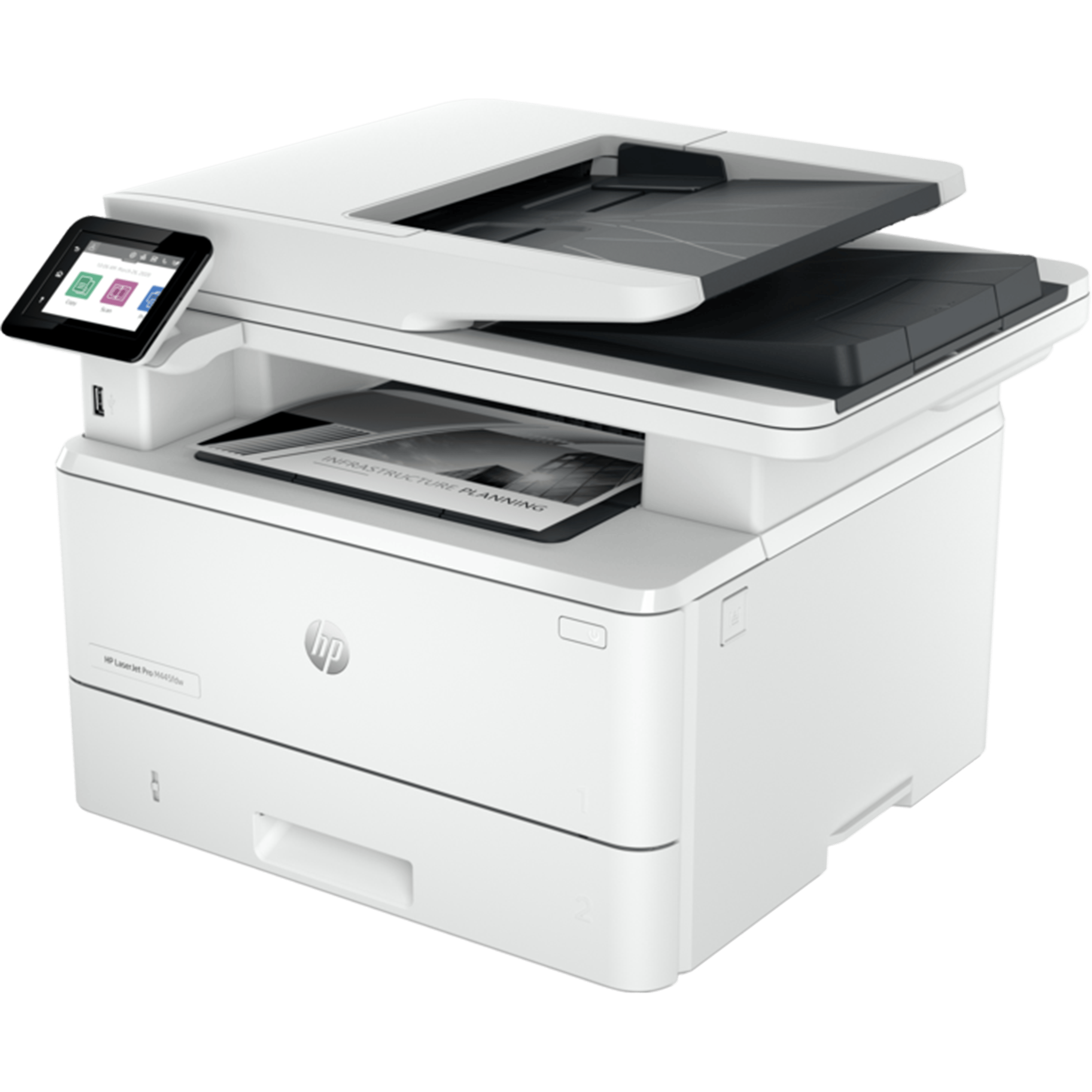 מדפסת לייזר אלחוטית משולבת HP LaserJet Pro MFP 4102fdw - צבע לבן שנה אחריות ע