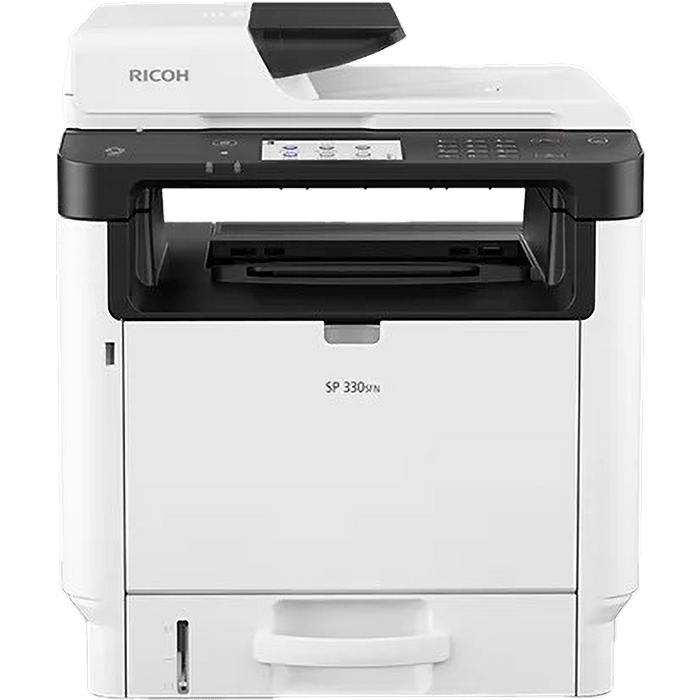 מדפסת לייזר משולבת שחור-לבן OKI Ricoh SP 330SFN - צבע לבן שלוש שנות אחריות עי היבואן הרשמי