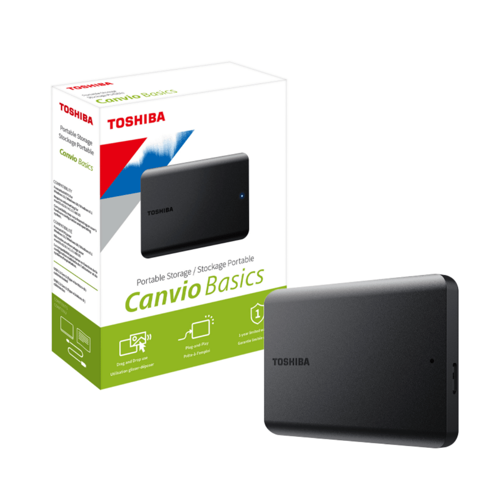 דיסק קשיח Toshiba Canvio Basics External 4TB HDTB540EK3CA - צבע שחור שלוש שנות אחריות ע