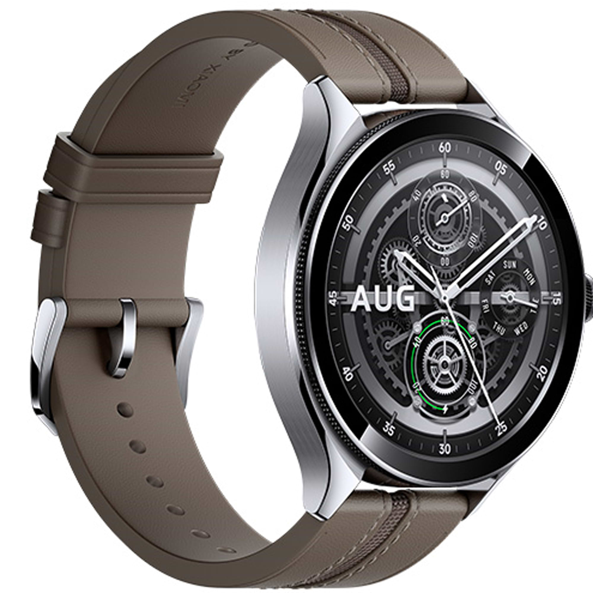 שעון ספורט חכם Xiaomi Watch 2 Pro 46mm - עם מארז בצבע כסוף ורצועת עור חומה - שנה אחריות ע