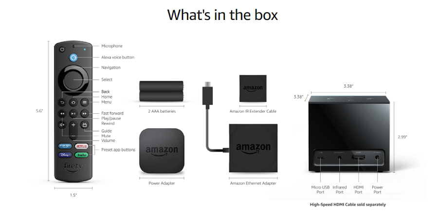 סטרימר עם עוזרת קולית Amazon Fire TV Cube 4K Alexa - צבע שחור שנה אחריות