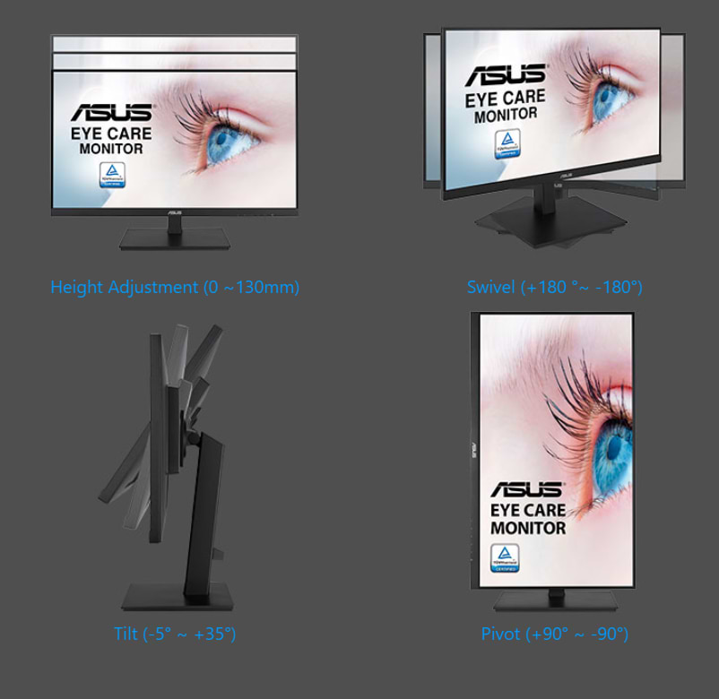 מסך מחשב 23.8'' Asus VA24DQSB Eye Care Monitor IPS Adaptive-Sync FHD - צבע שחור שלוש שנות אחריות ע"י יבאן הרשמי