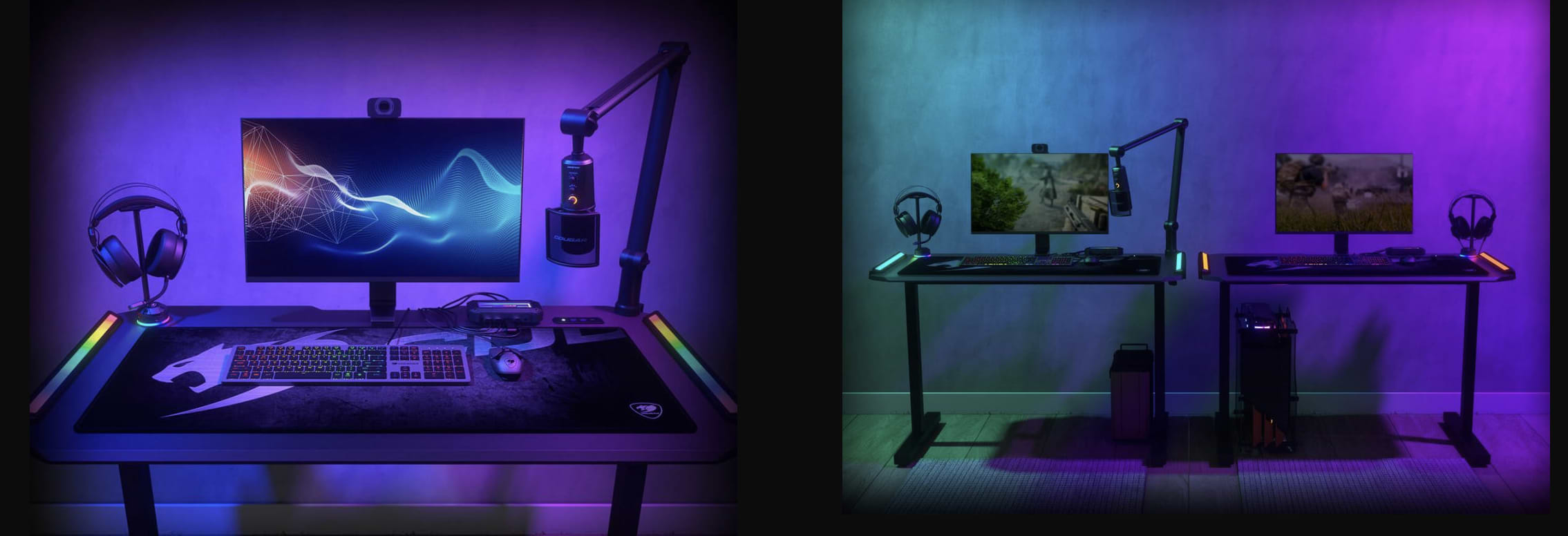שולחן גיימינג קומפקטי Cougar Deimus 120 RGB - צבע שחור שנה אחריות ע"י יבואן הרשמי
