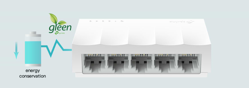 מתג שולחני 5 כניסות  TP-Link LS1005 Desktop Network Switch 10/100 - בצבע לבן שלוש שנות אחריות ע"י יבואן הרשמי 