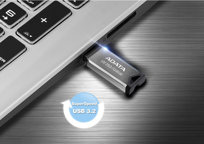 דיסק און קי ADATA USB 3.2 Flash Drive UV350 32GB - צבע כסף חמש שנות אחריות ע"י היבואן הרשמי