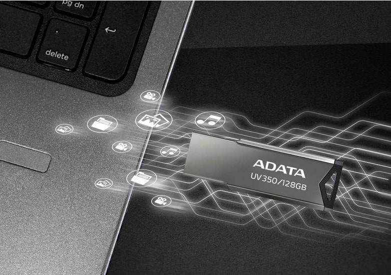 דיסק און קי ADATA USB 3.2 Flash Drive UV350 32GB - צבע כסף חמש שנות אחריות ע"י היבואן הרשמי