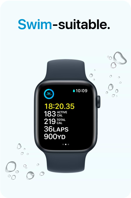 שעון חכם Apple Watch SE (2022) 44mm GPS Aluminum Case - צבע כסף שנה אחריות ע"י היבואן הרשמי